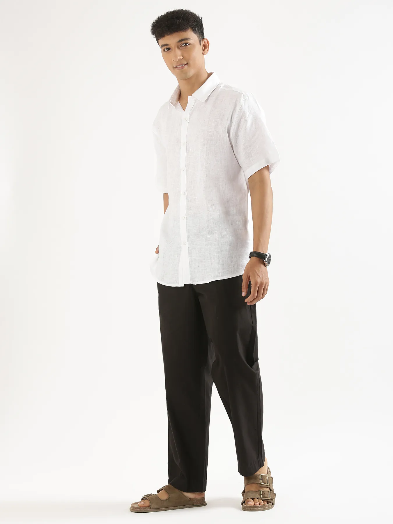 Men Black Cotton Pant - Image 5