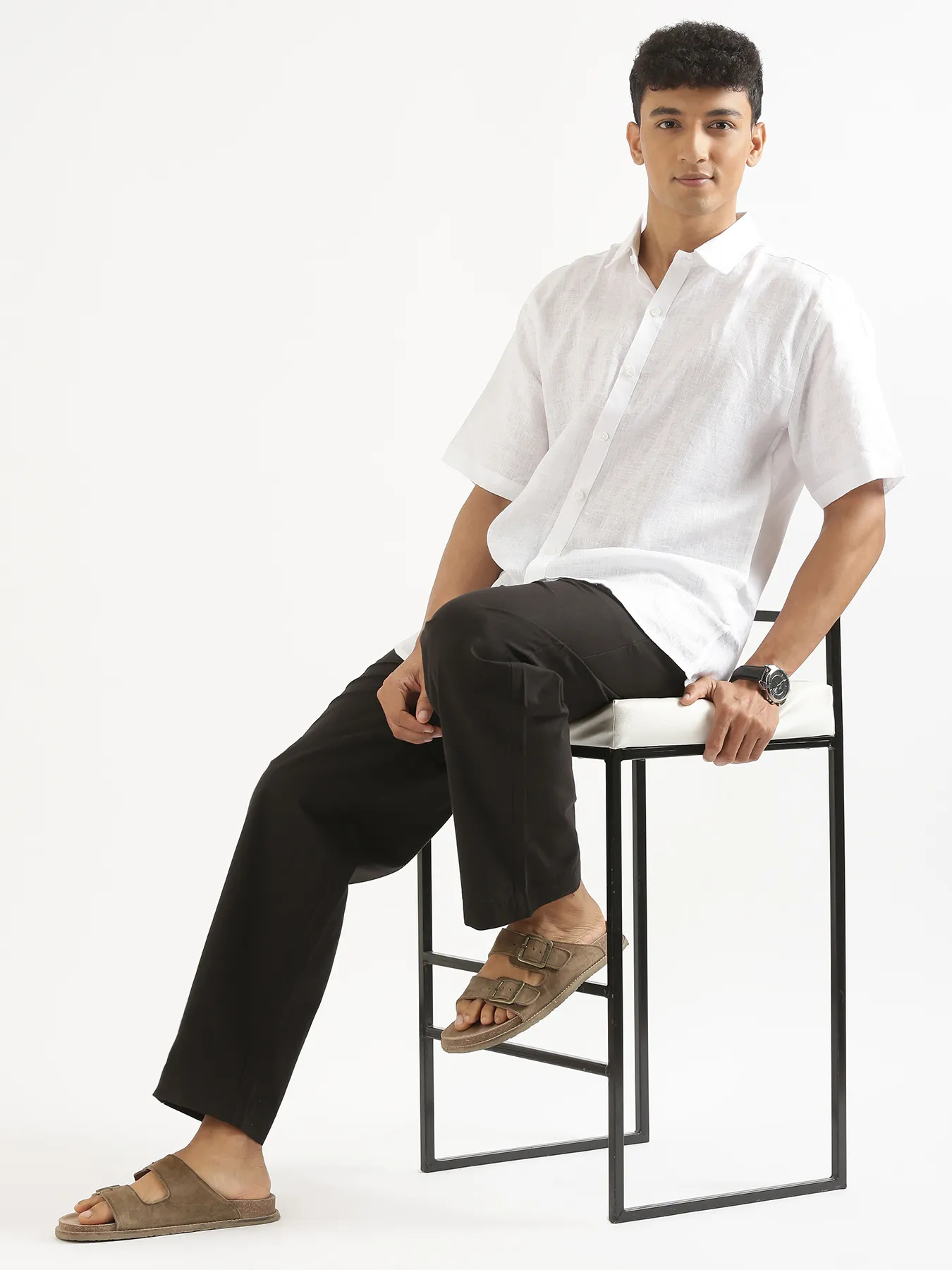 Men Black Cotton Pant - Image 6