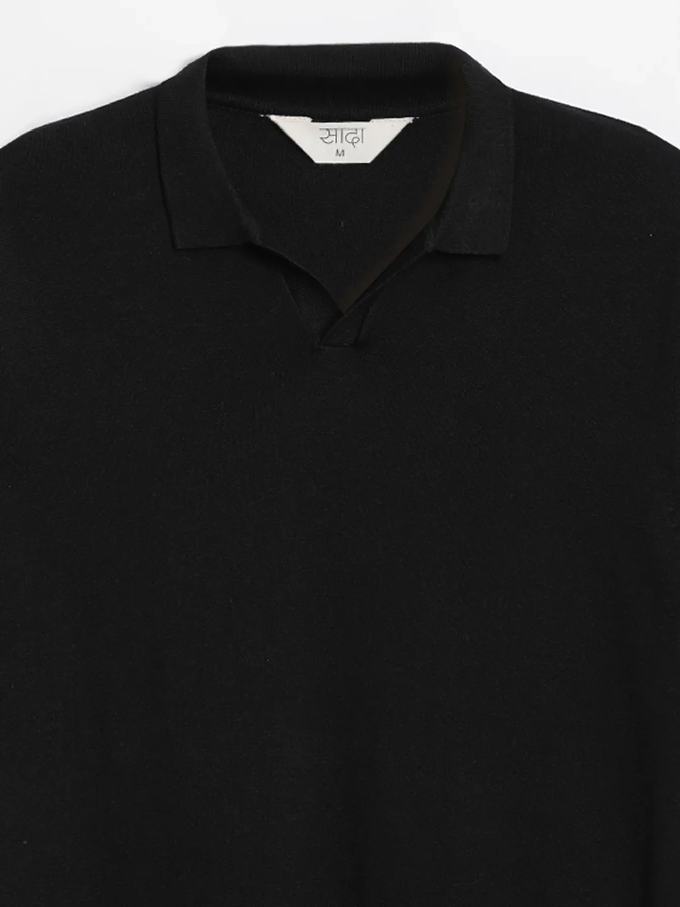 Men Black Flat Knit Polo - Image 11