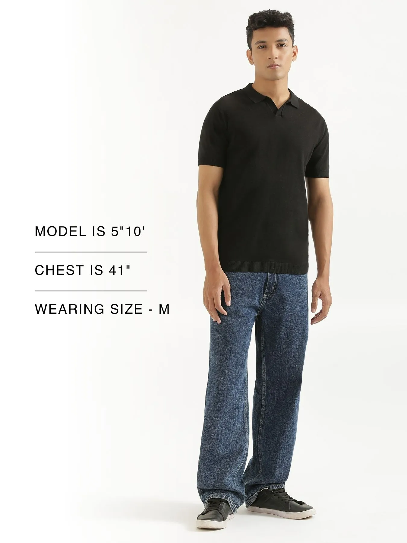 Men Black Flat Knit Polo - Image 13