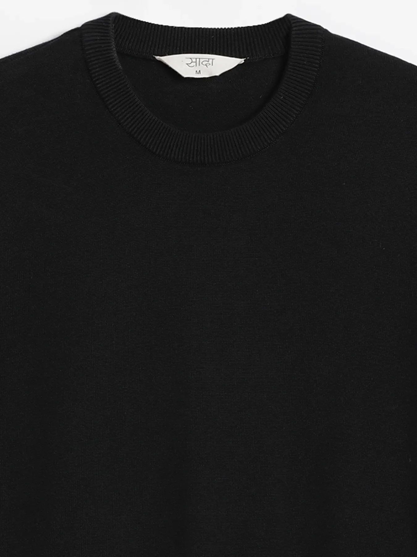 Men Black Flat Knit Round Neck T-shirt - Image 11