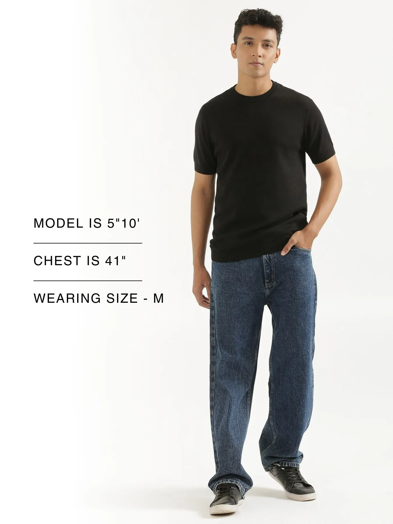 Men Black Flat Knit Round Neck T-shirt - Image 12