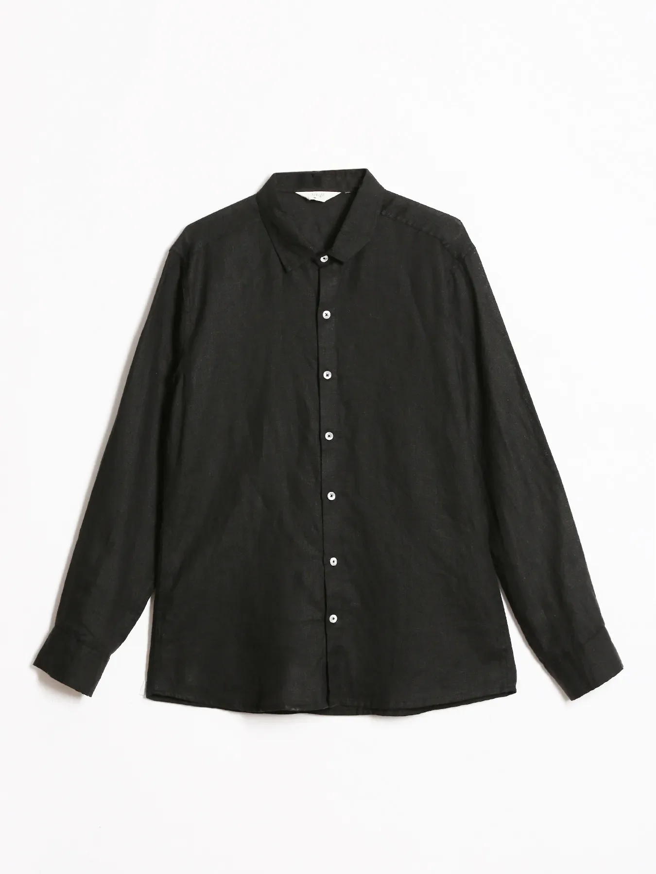 Men Black Pure Linen Full Sleeve Shirt - Image 13