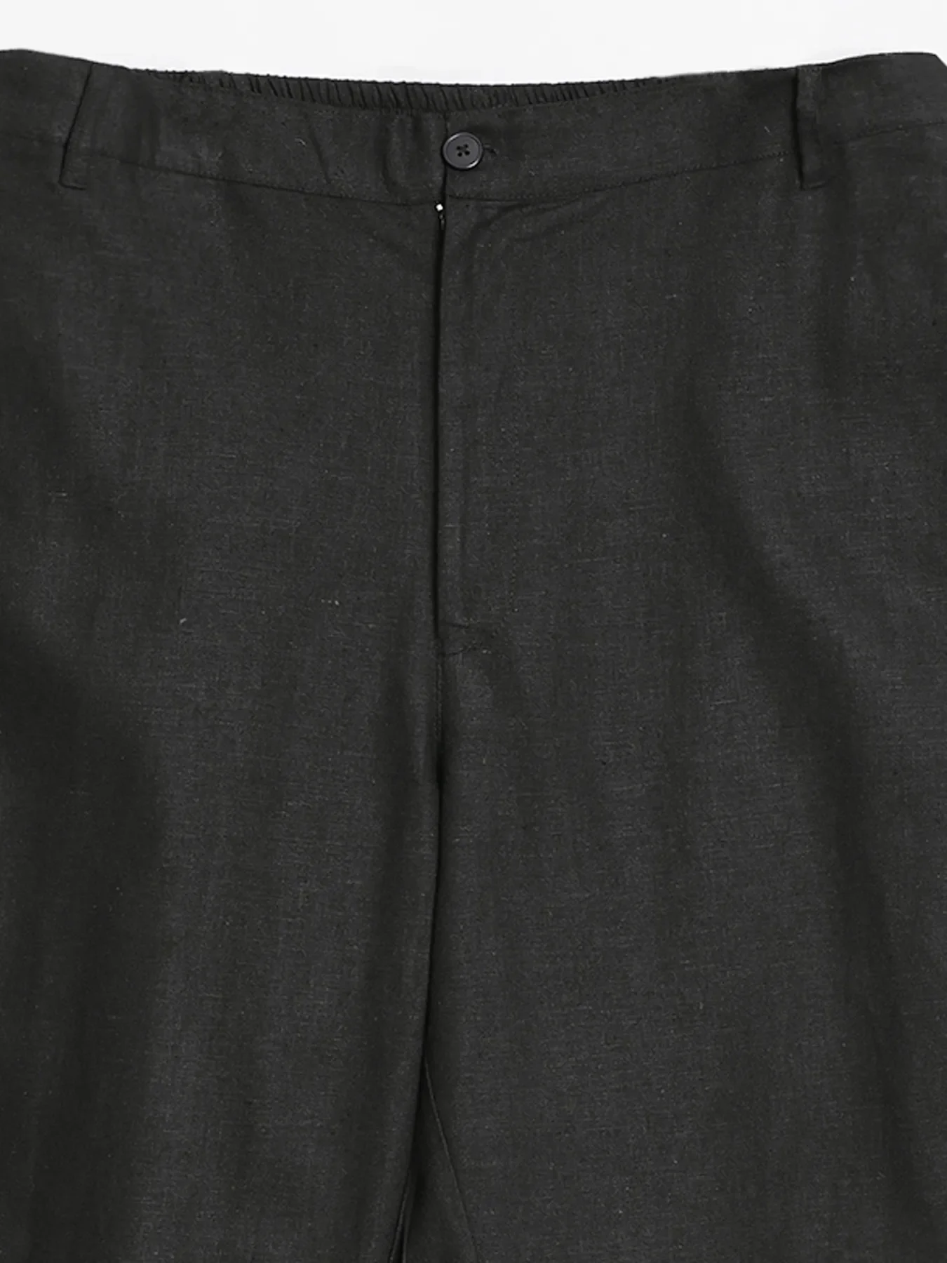 Men Black Linen Blend Straight Pant - Image 10