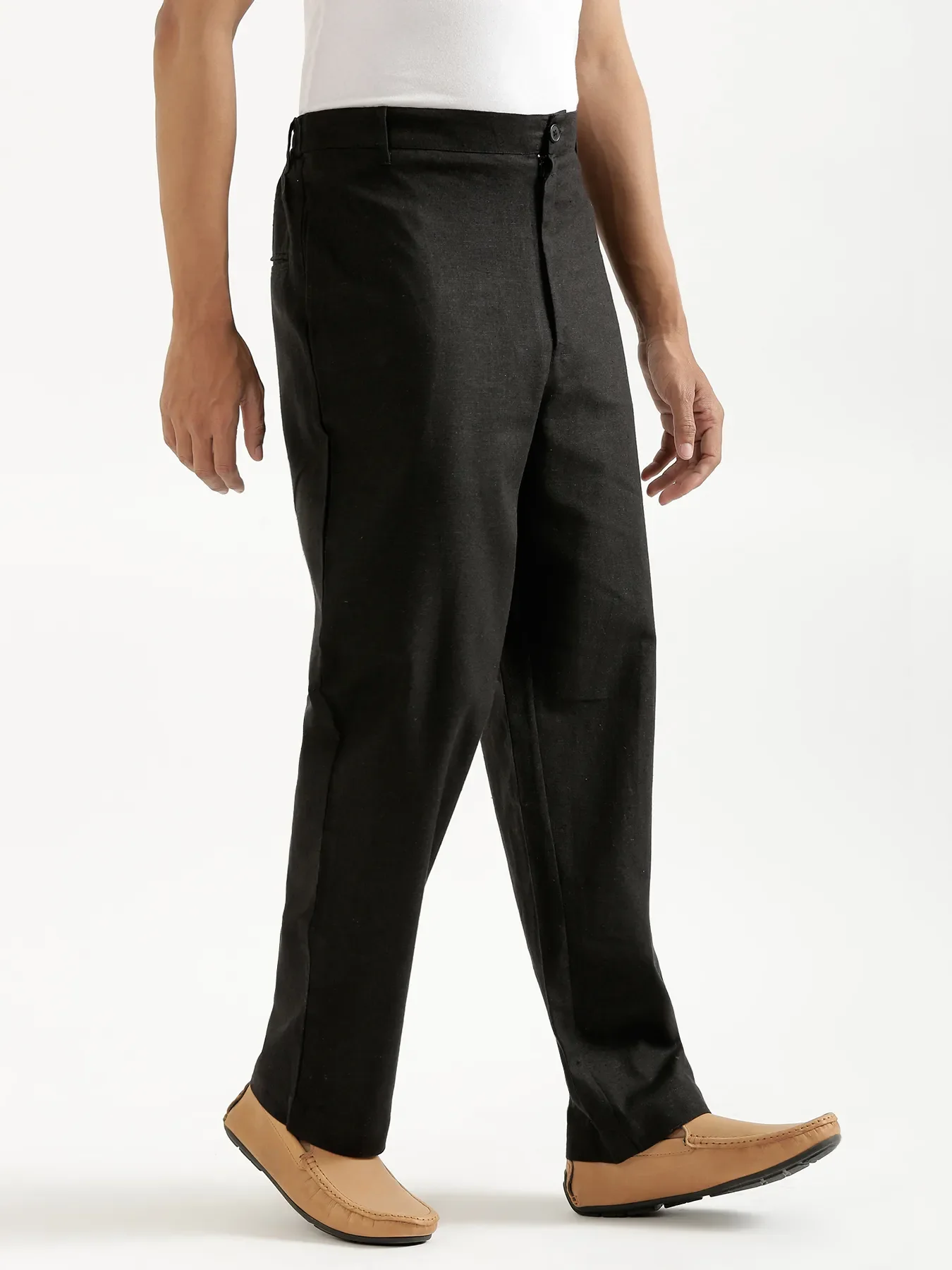 Men Black Linen Blend Pant & Taupe Pure Linen Short Sleeve Shirt - Image 10