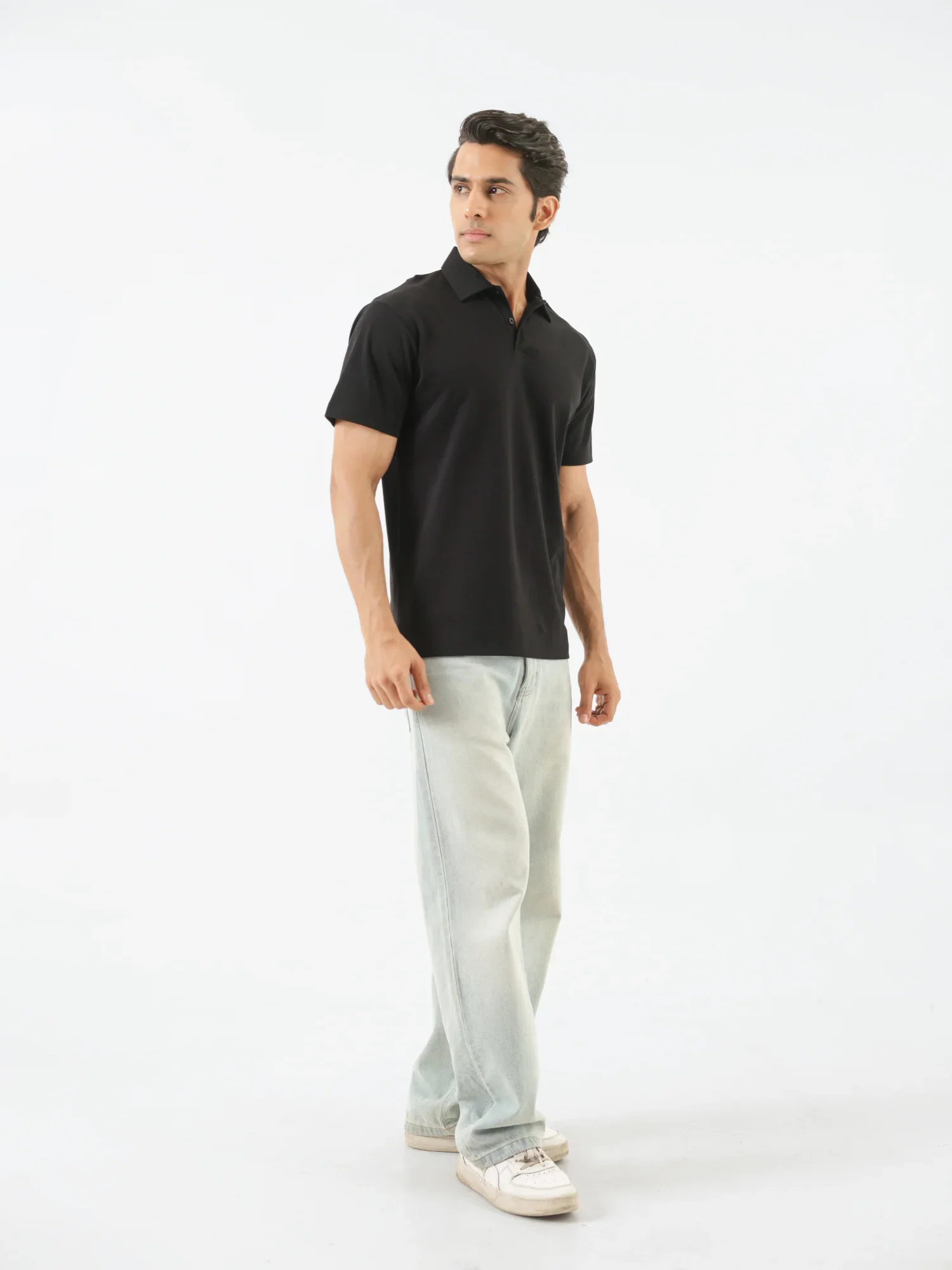 Men Black Polo T-shirt - Image 3
