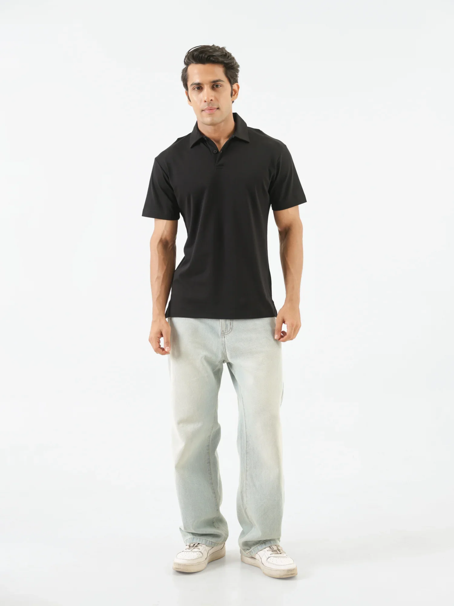 Men Black Polo T-shirt - Image 7