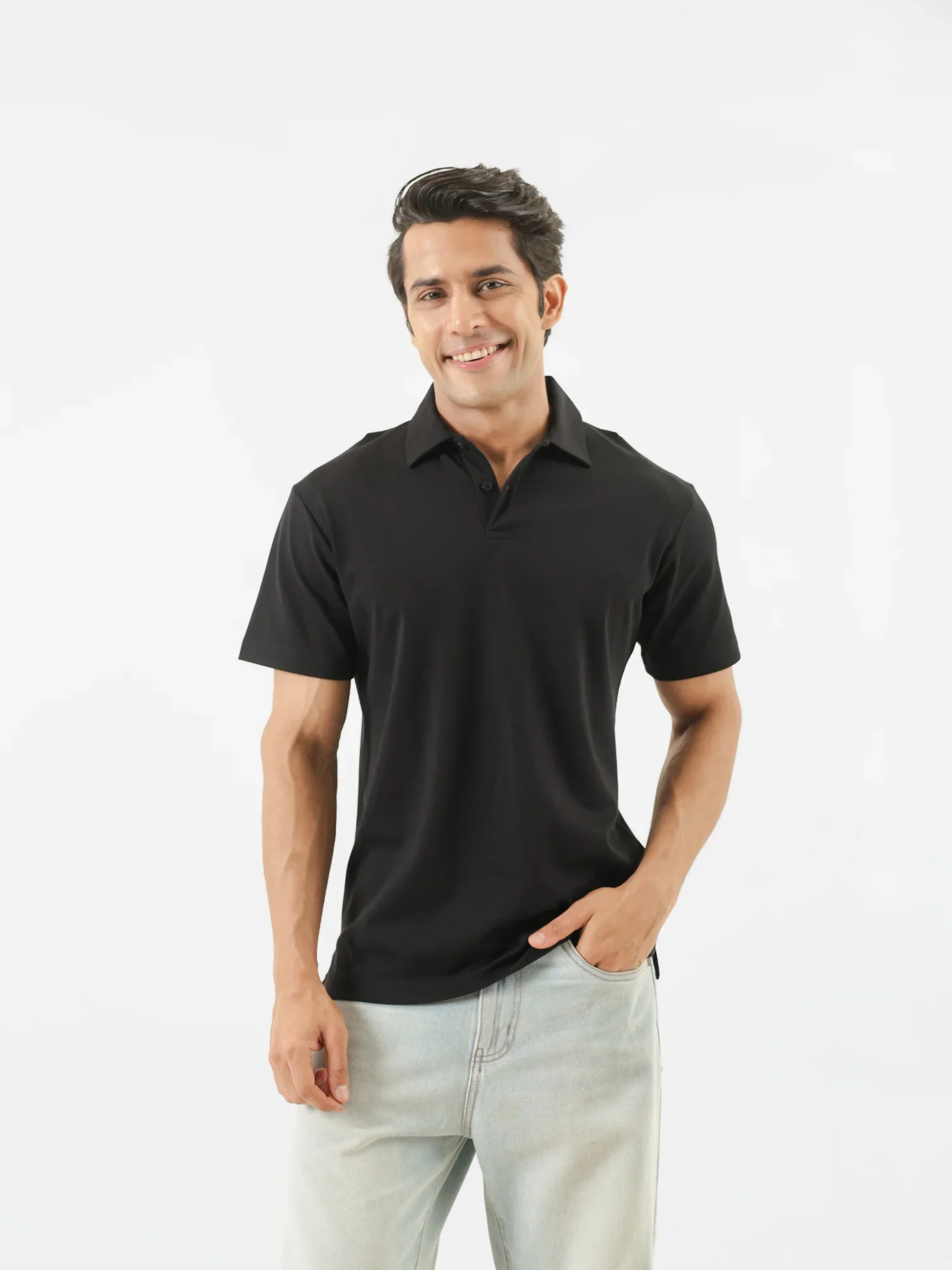 Men Black Polo T-shirt - Image 9