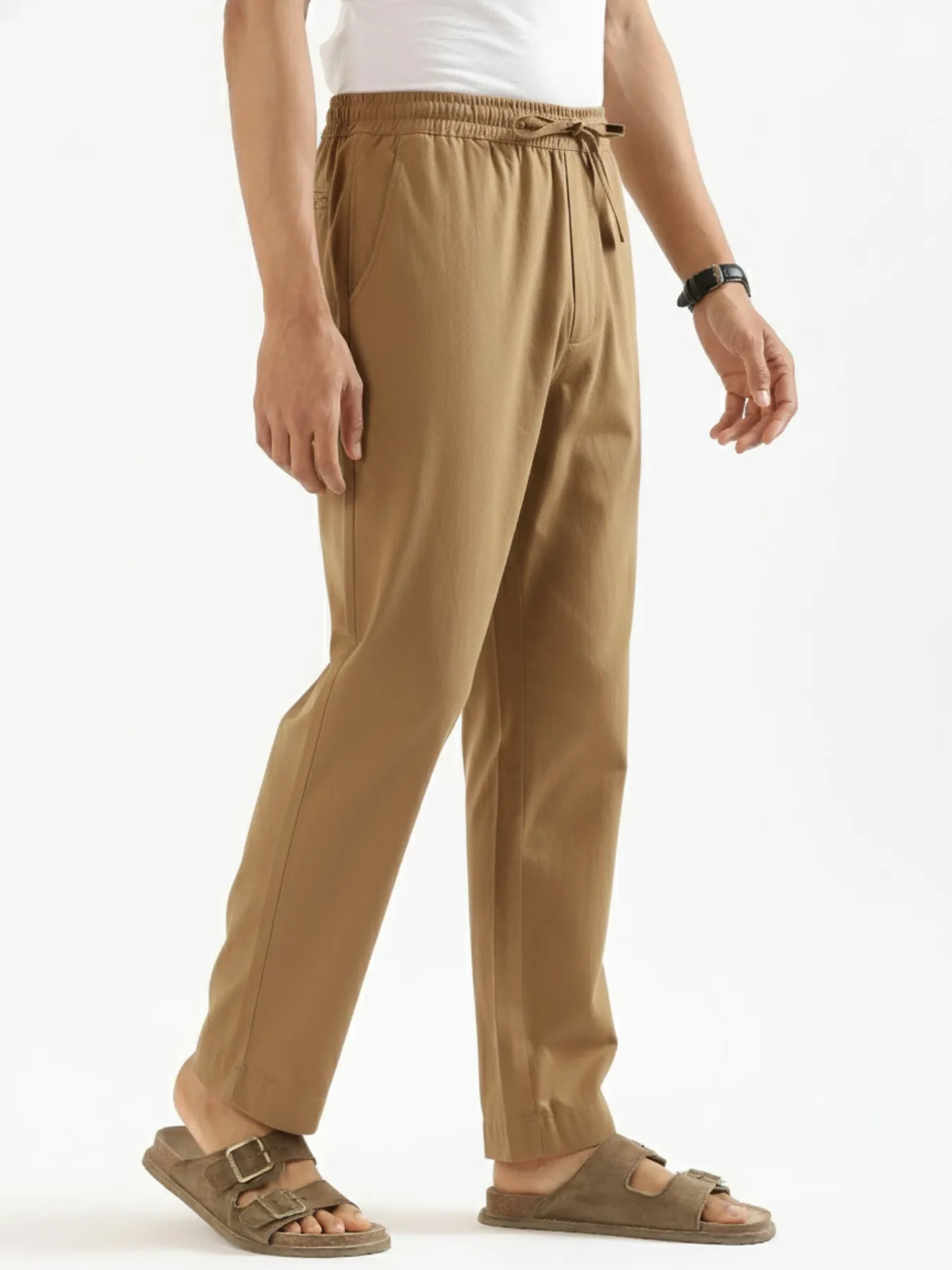 Men Coffee Brown Cotton Pant - Image 4