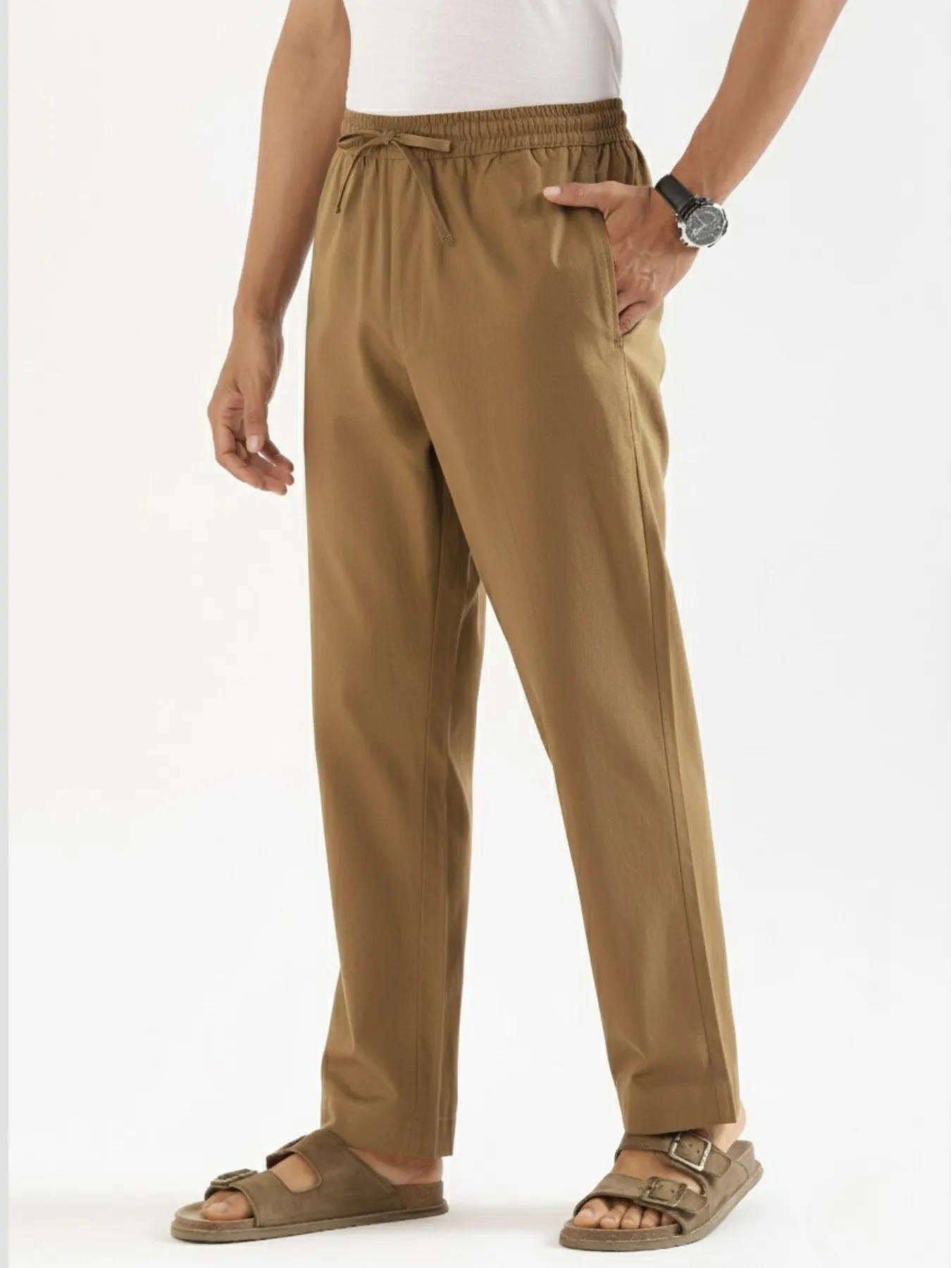 Men Coffee Brown Cotton Pant - Image 8