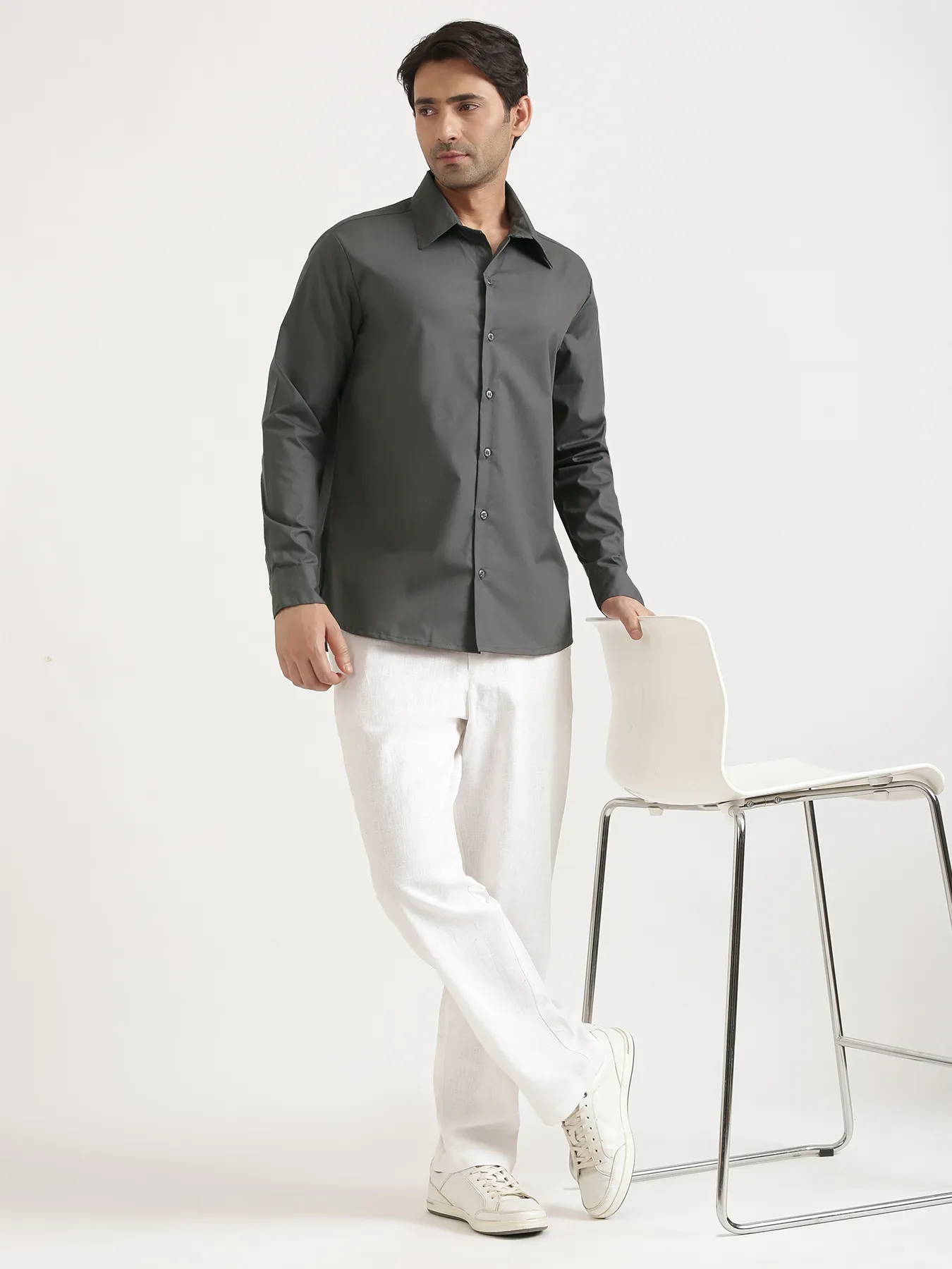 Men Dark Grey Better Cotton Full Sleeve Shirt - Image 16