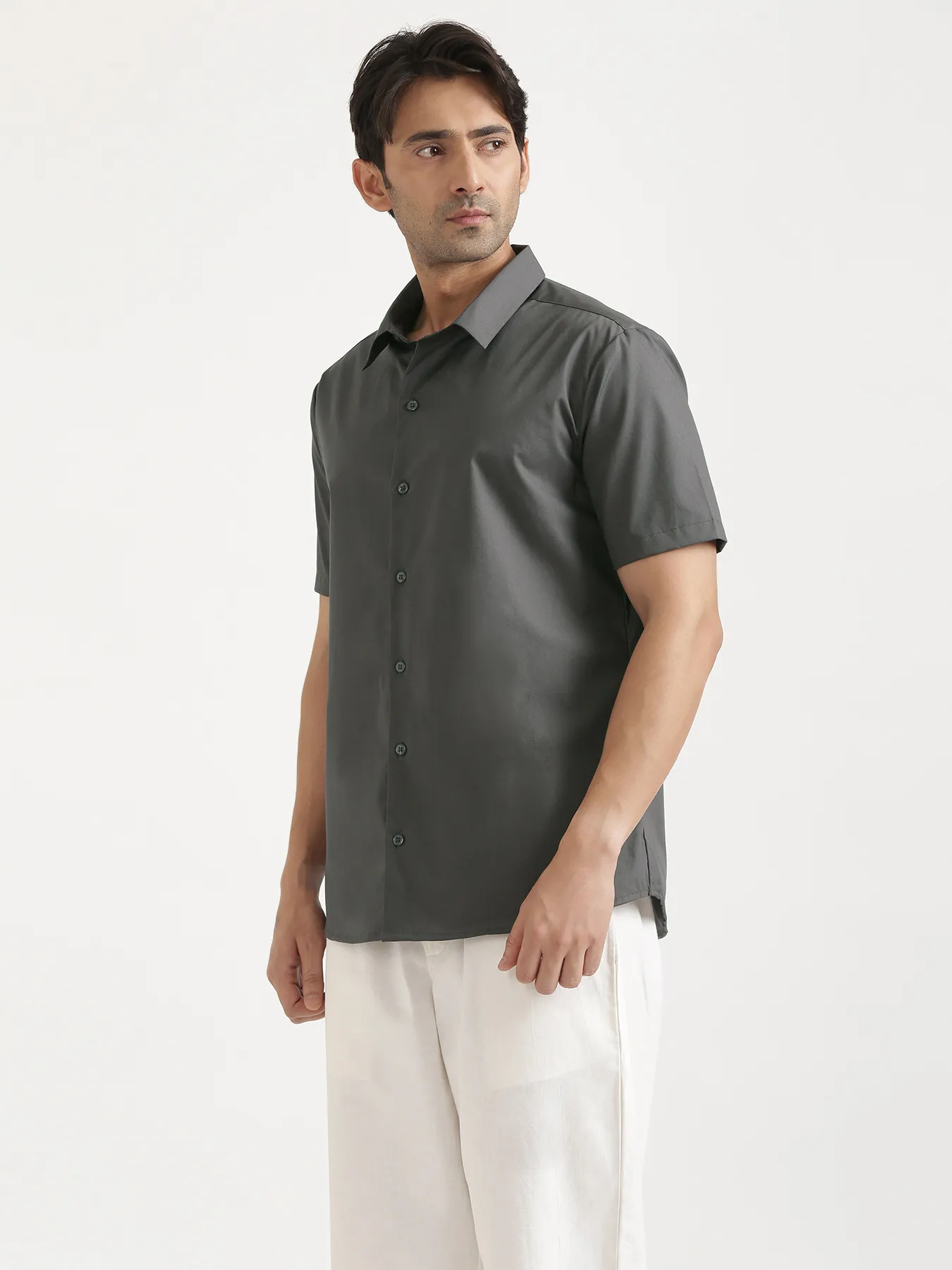 Men Dark Grey Better Cotton Short Sleeve Shirt - Image 13