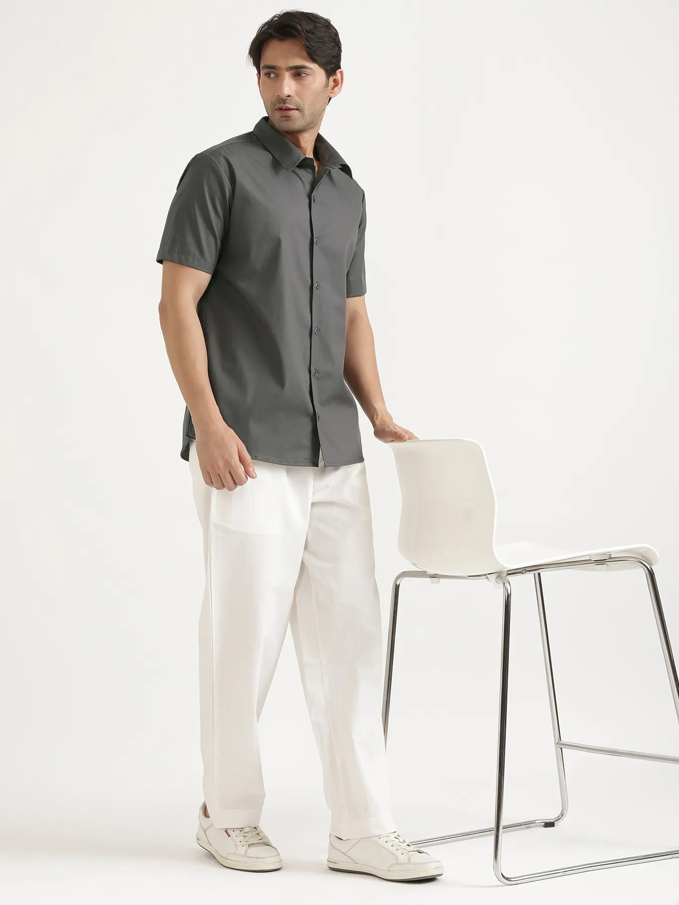 Men Dark Grey Better Cotton Short Sleeve Shirt - Image 15