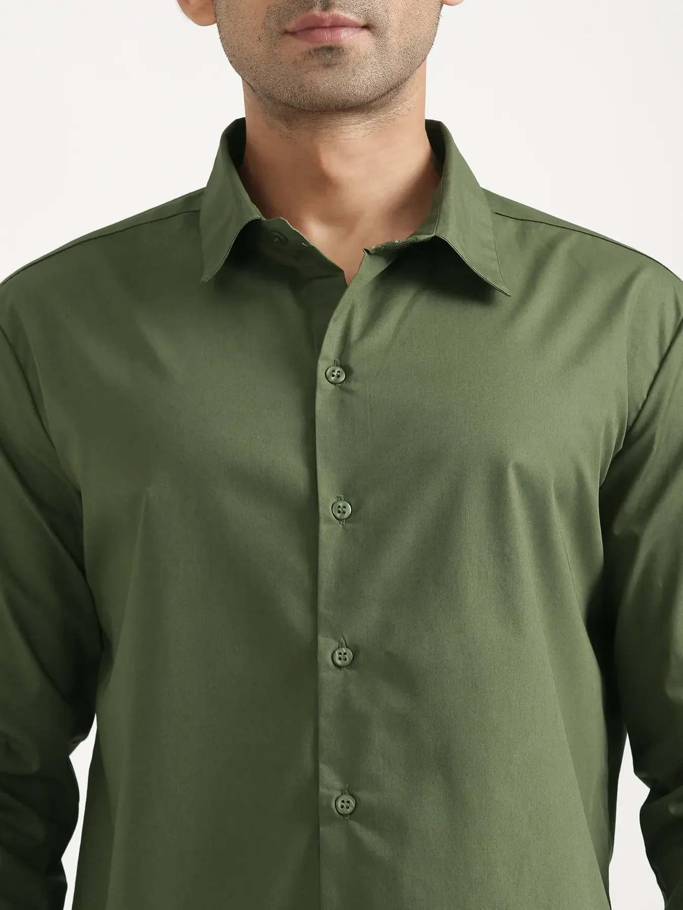 Men Forest Green Better Cotton Full Sleeve Shirt & Beige Linen Blend Straight Pant - Image 5