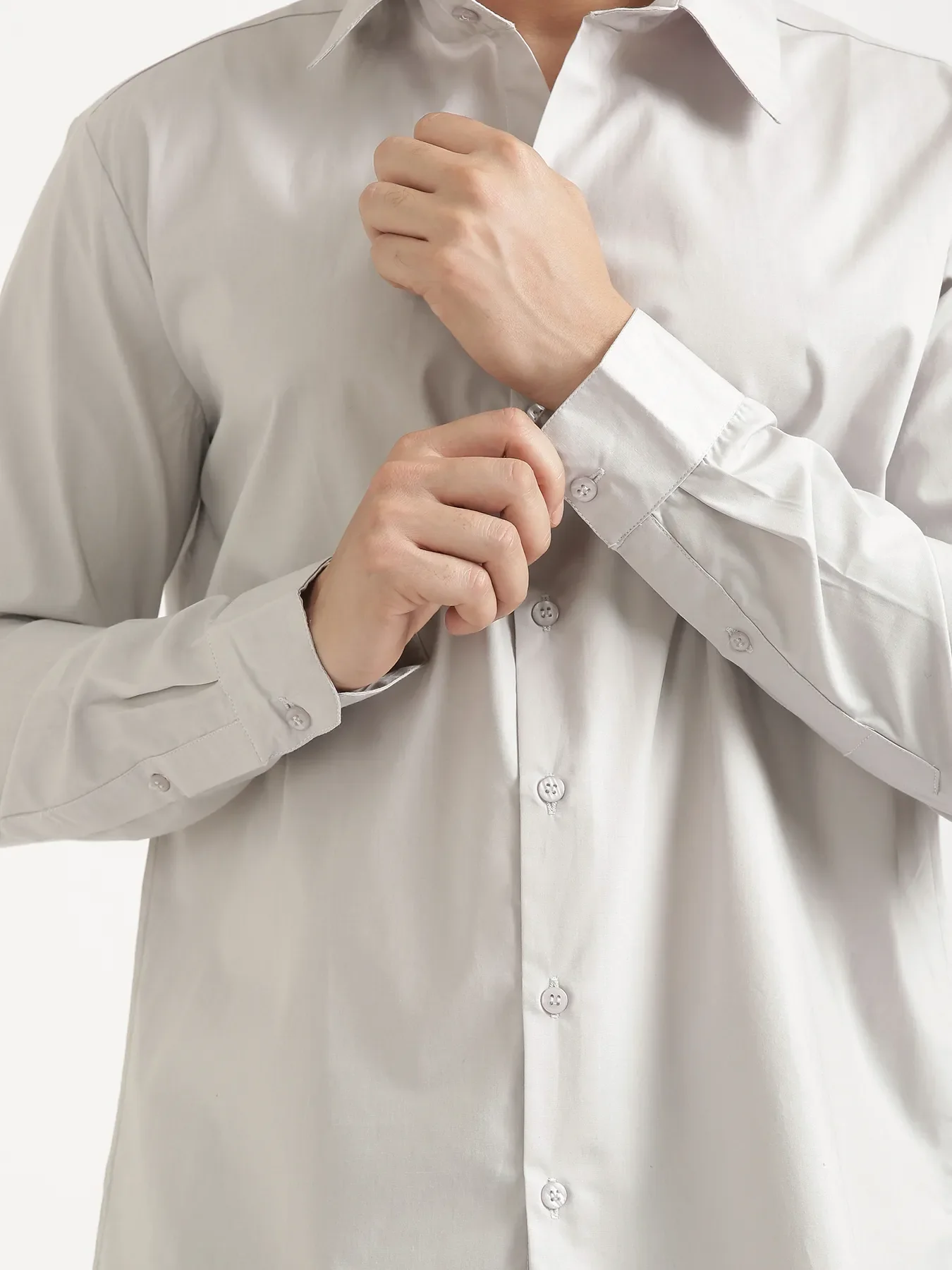 Men Light Grey Better Cotton Full Sleeve Shirt - Image 10