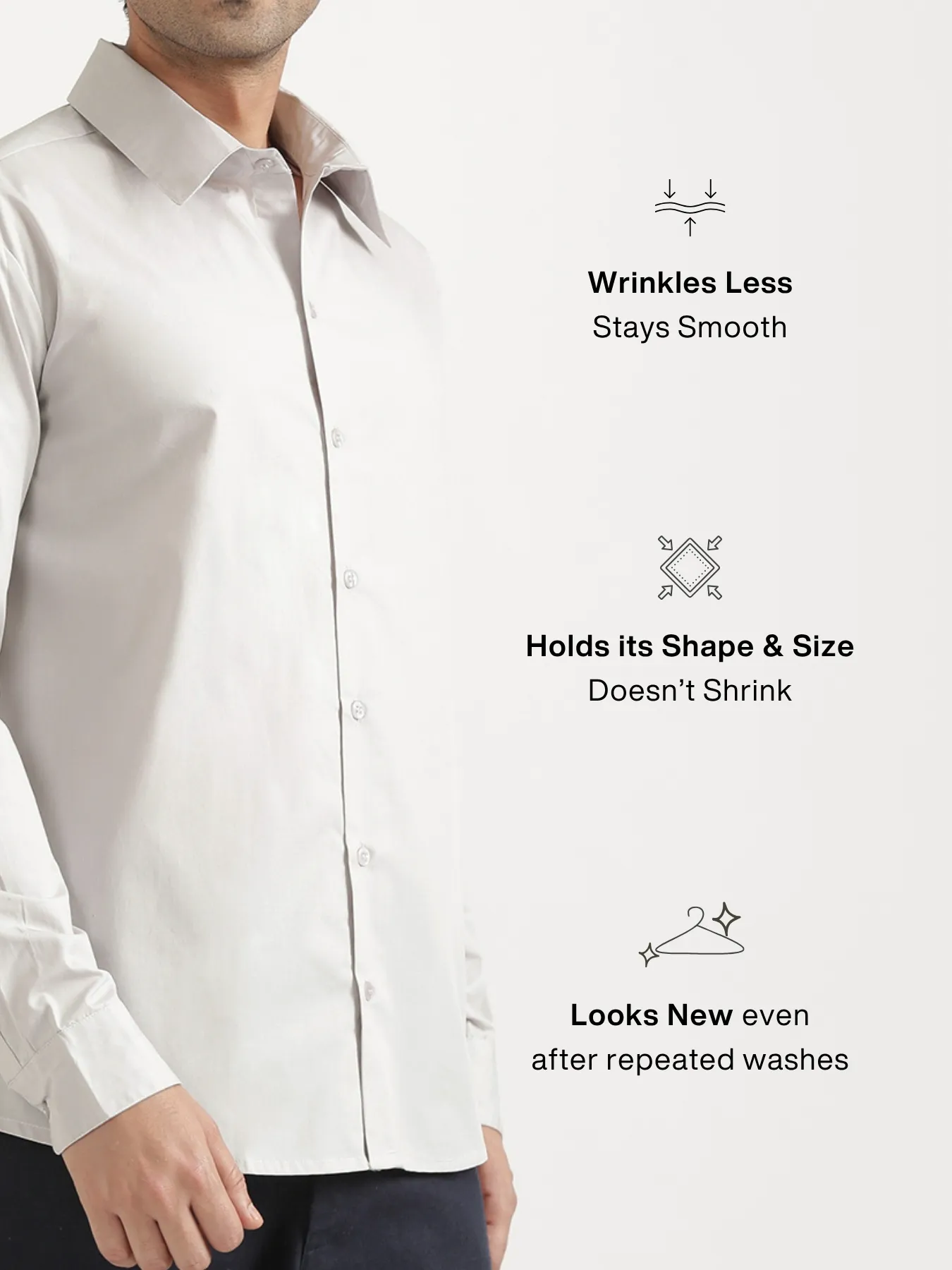 Men Light Grey Better Cotton Full Sleeve Shirt - Image 4