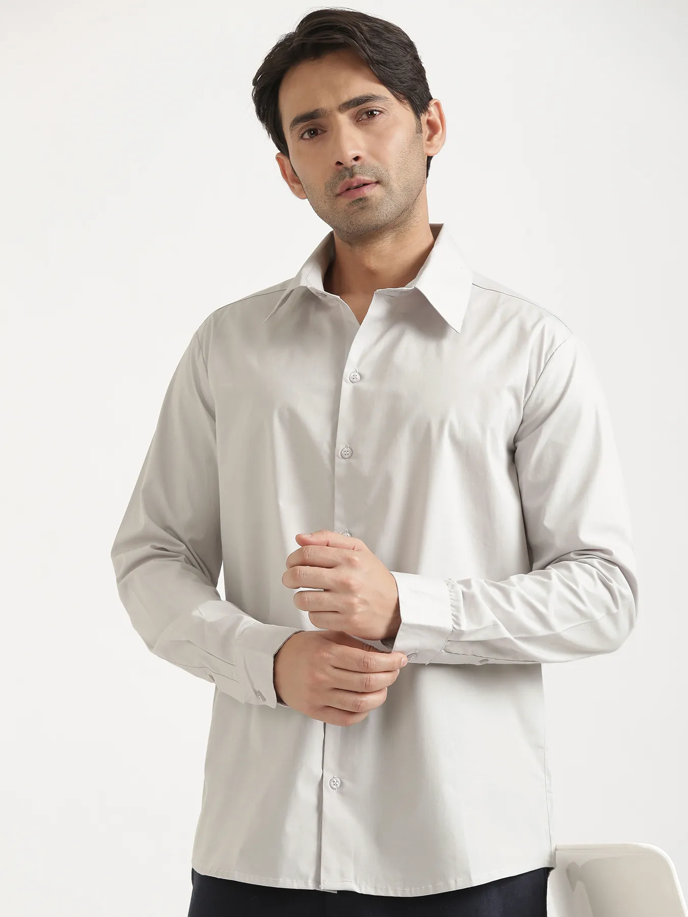 Men Light Grey Better Cotton Full Sleeve Shirt - Image 5