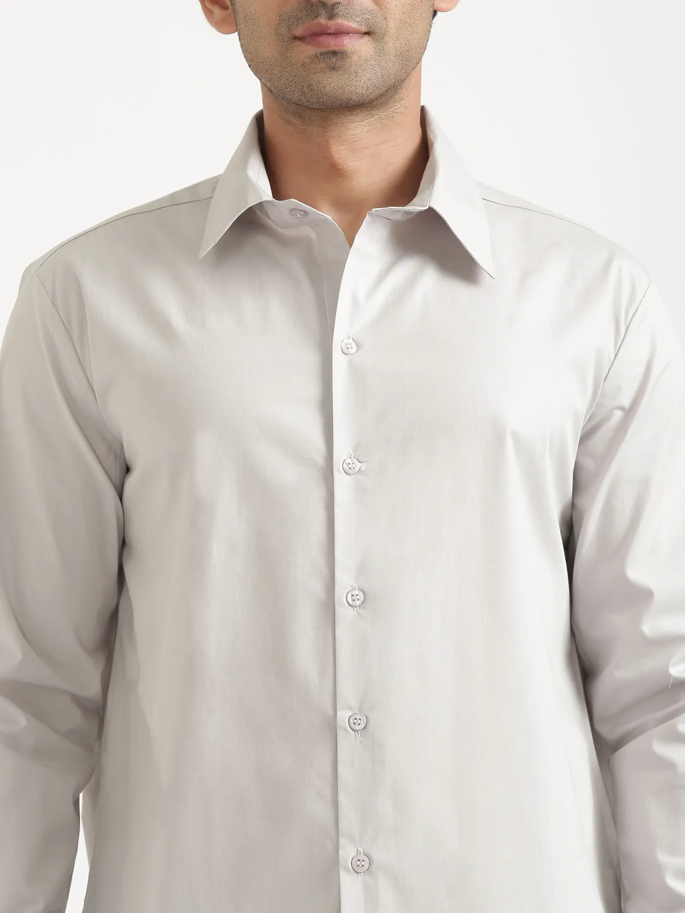 Men Light Grey Better Cotton Full Sleeve Shirt - Image 7