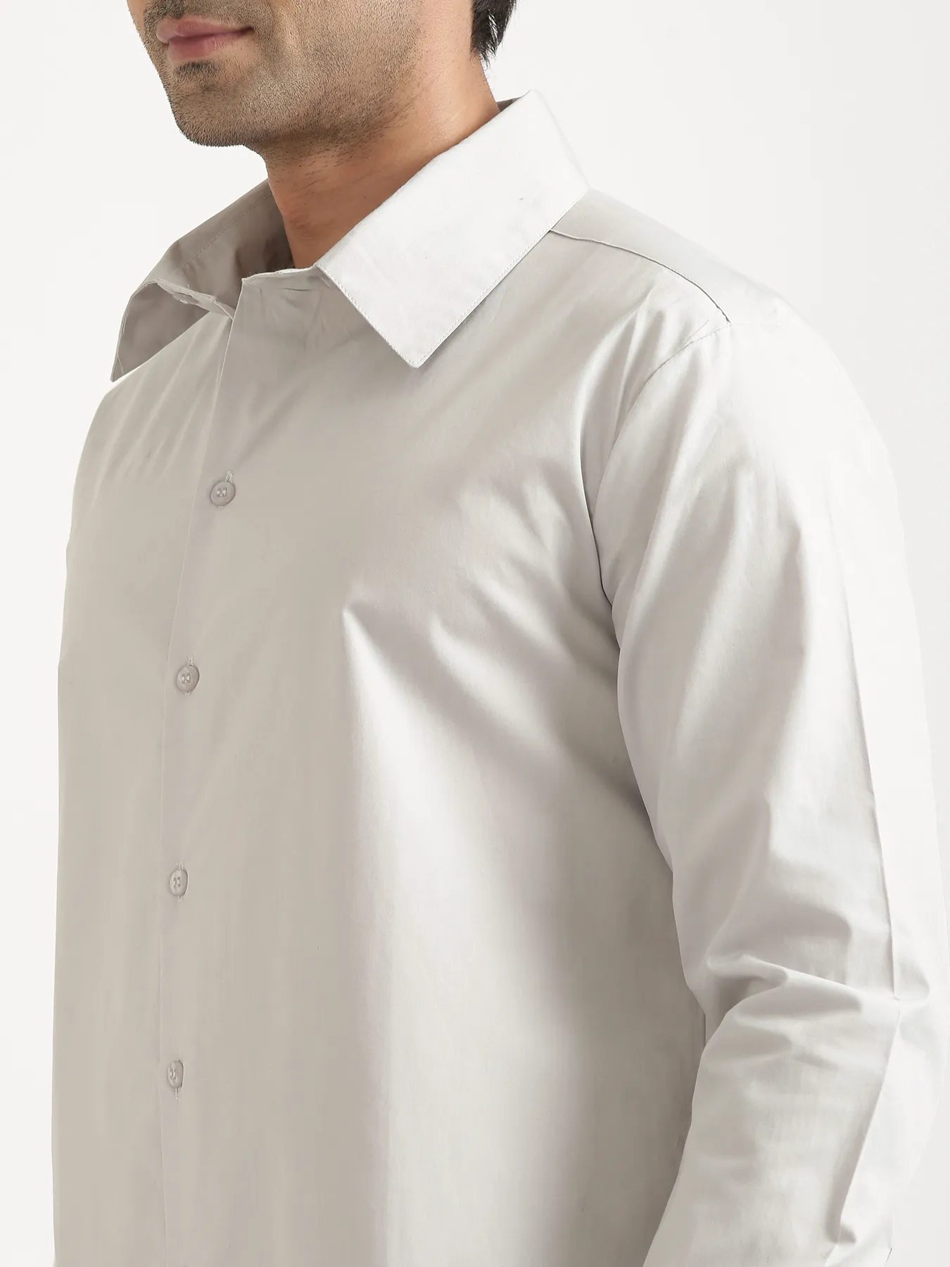 Men Light Grey Better Cotton Full Sleeve Shirt - Image 8