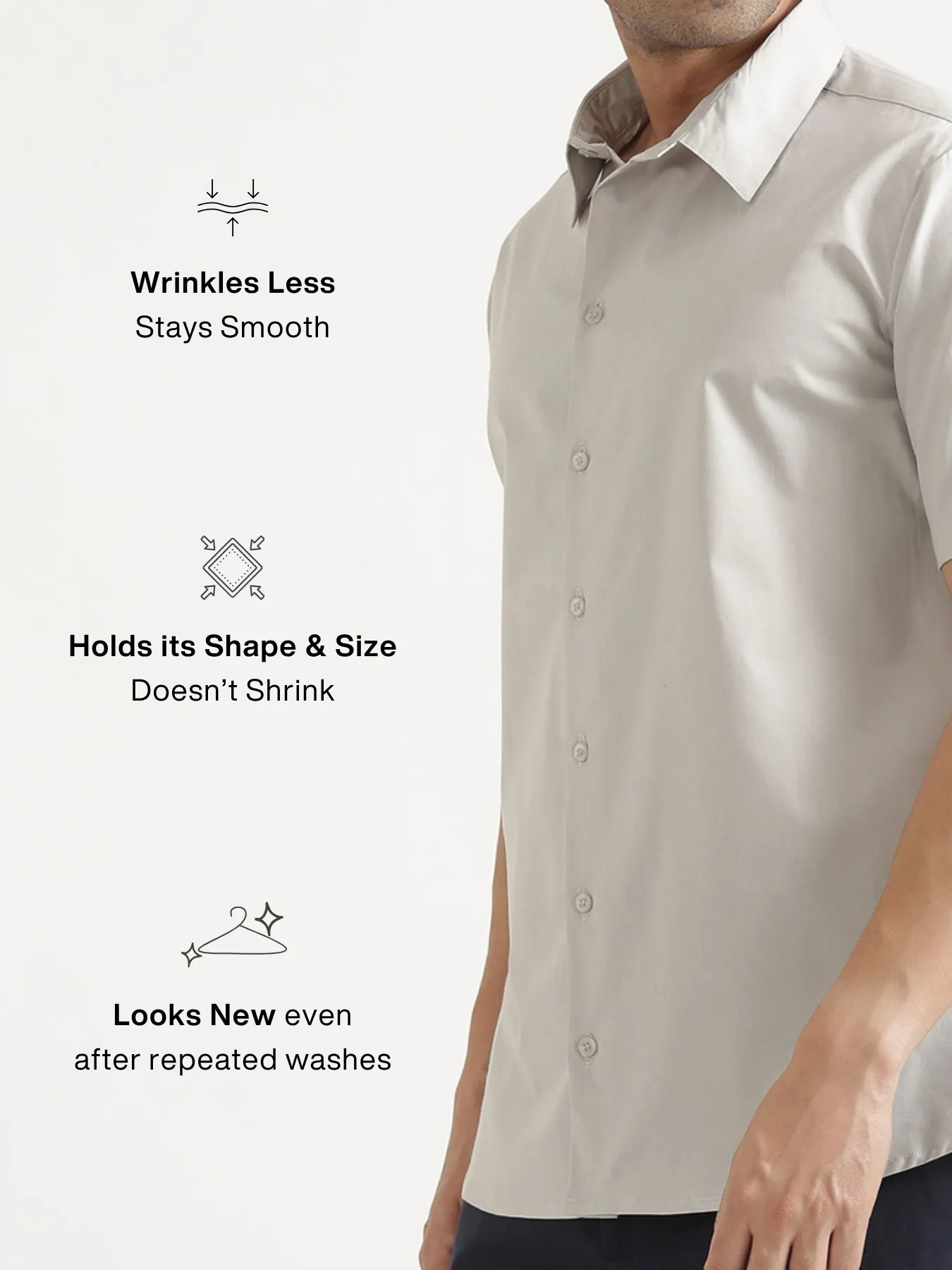 Men Light Grey Better Cotton Short Sleeve Shirt - Image 6