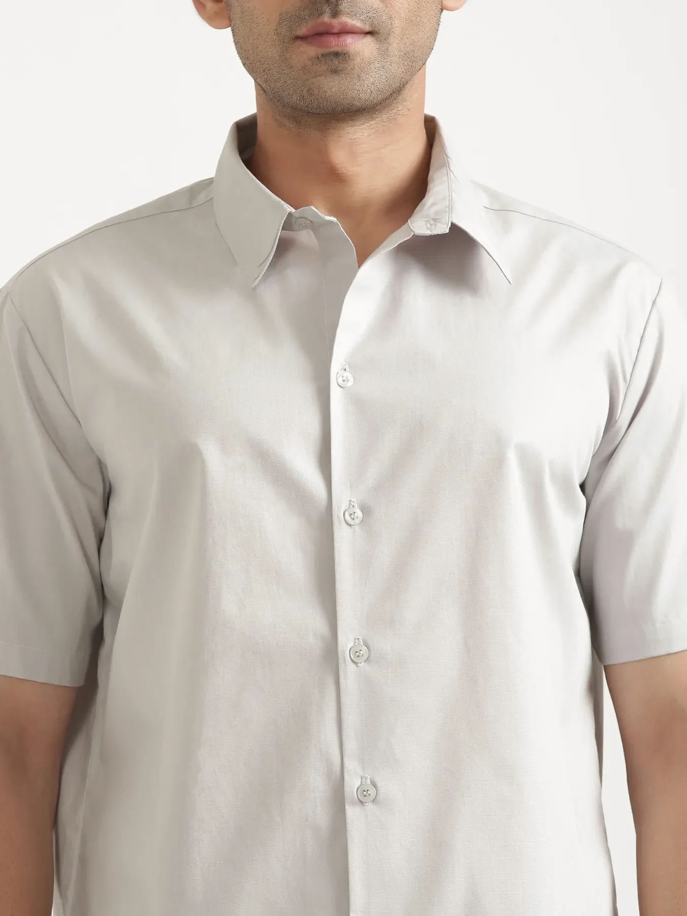 Men Light Grey Better Cotton Short Sleeve Shirt - Image 7