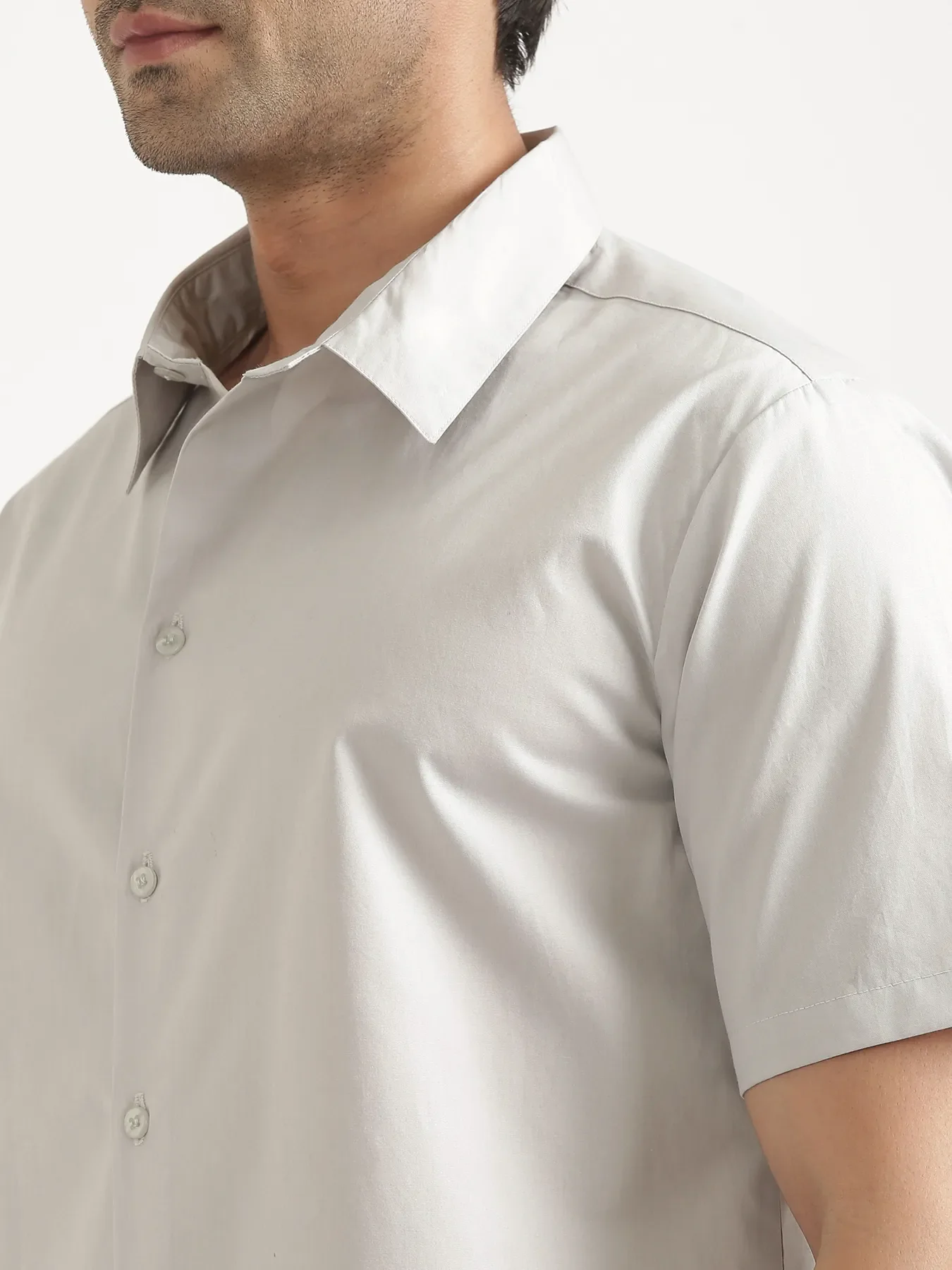 Men Light Grey Better Cotton Short Sleeve Shirt - Image 8