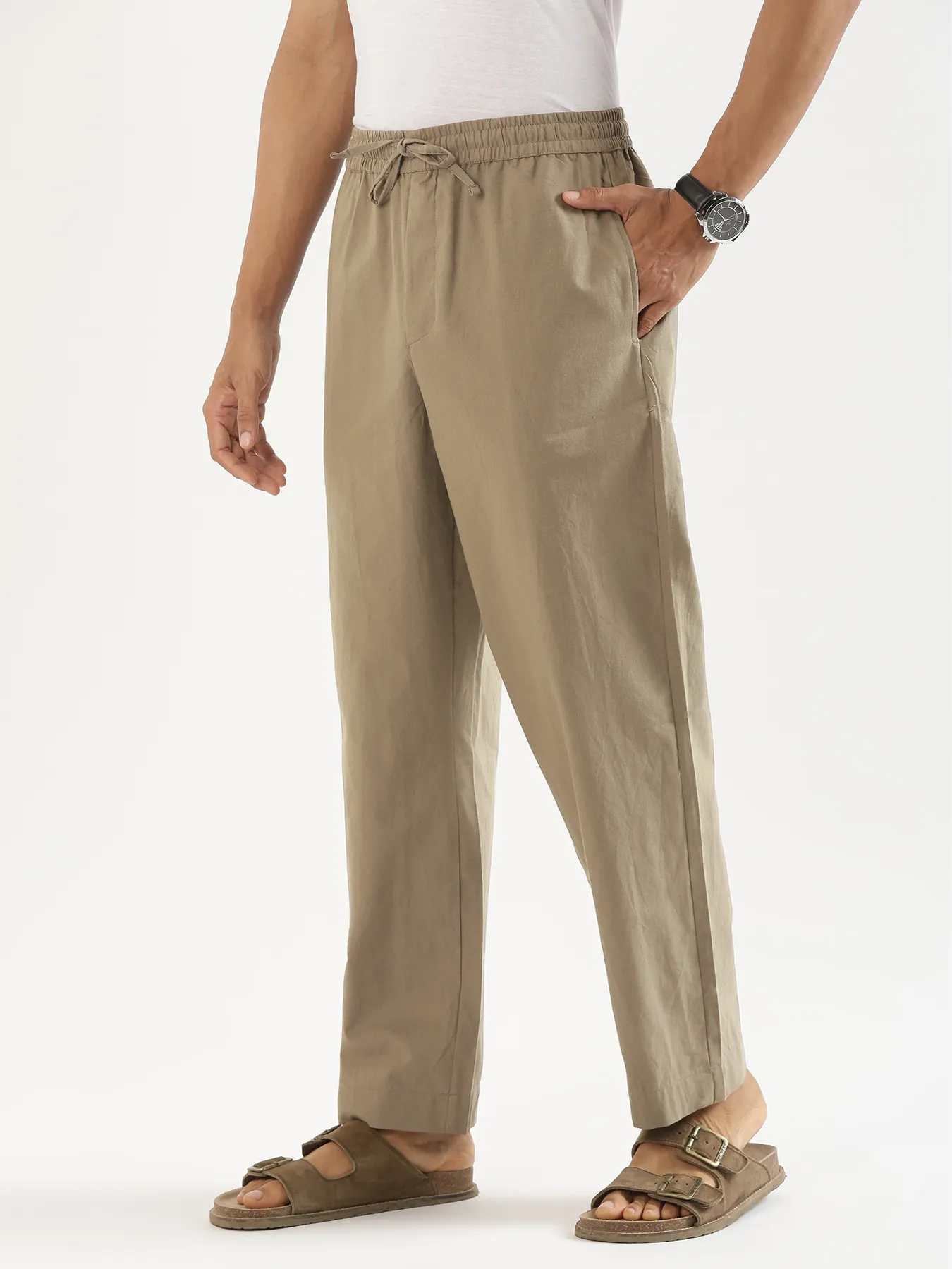 Men Khakhi Cotton Pant - Image 2