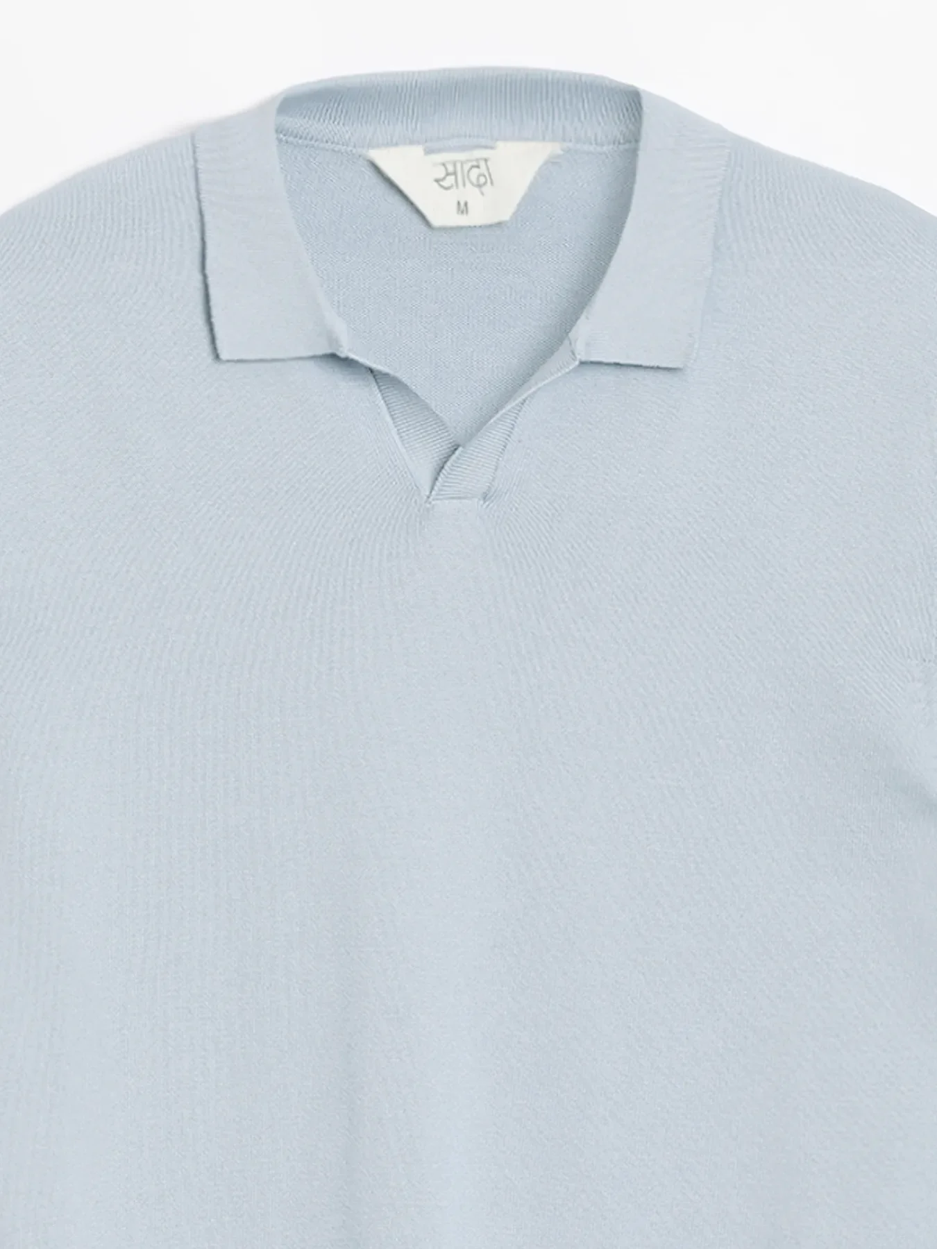 Men Light Blue Flat Knit Polo - Image 11