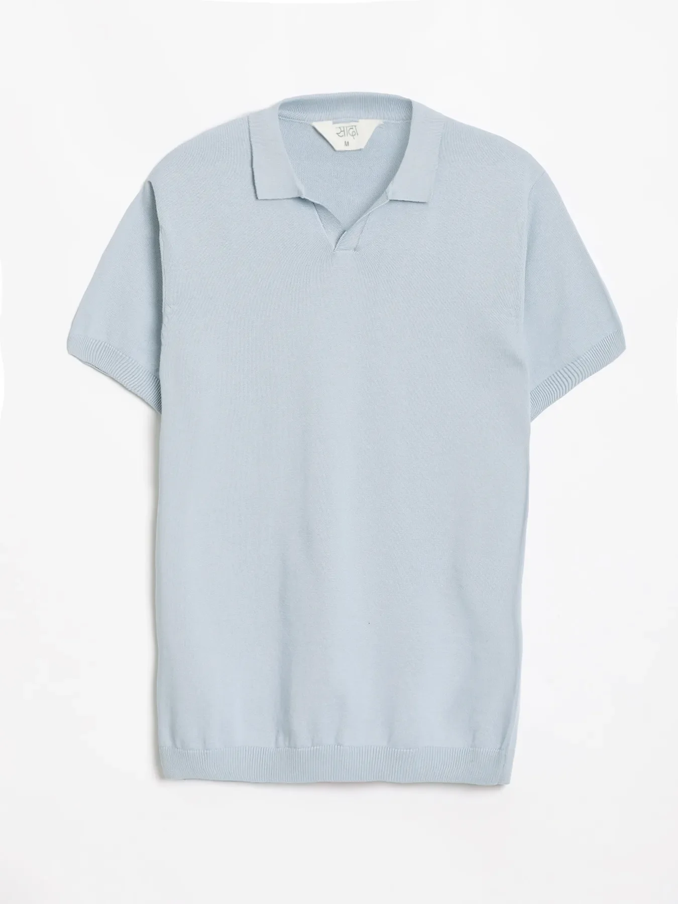 Men Light Blue Flat Knit Polo - Image 12