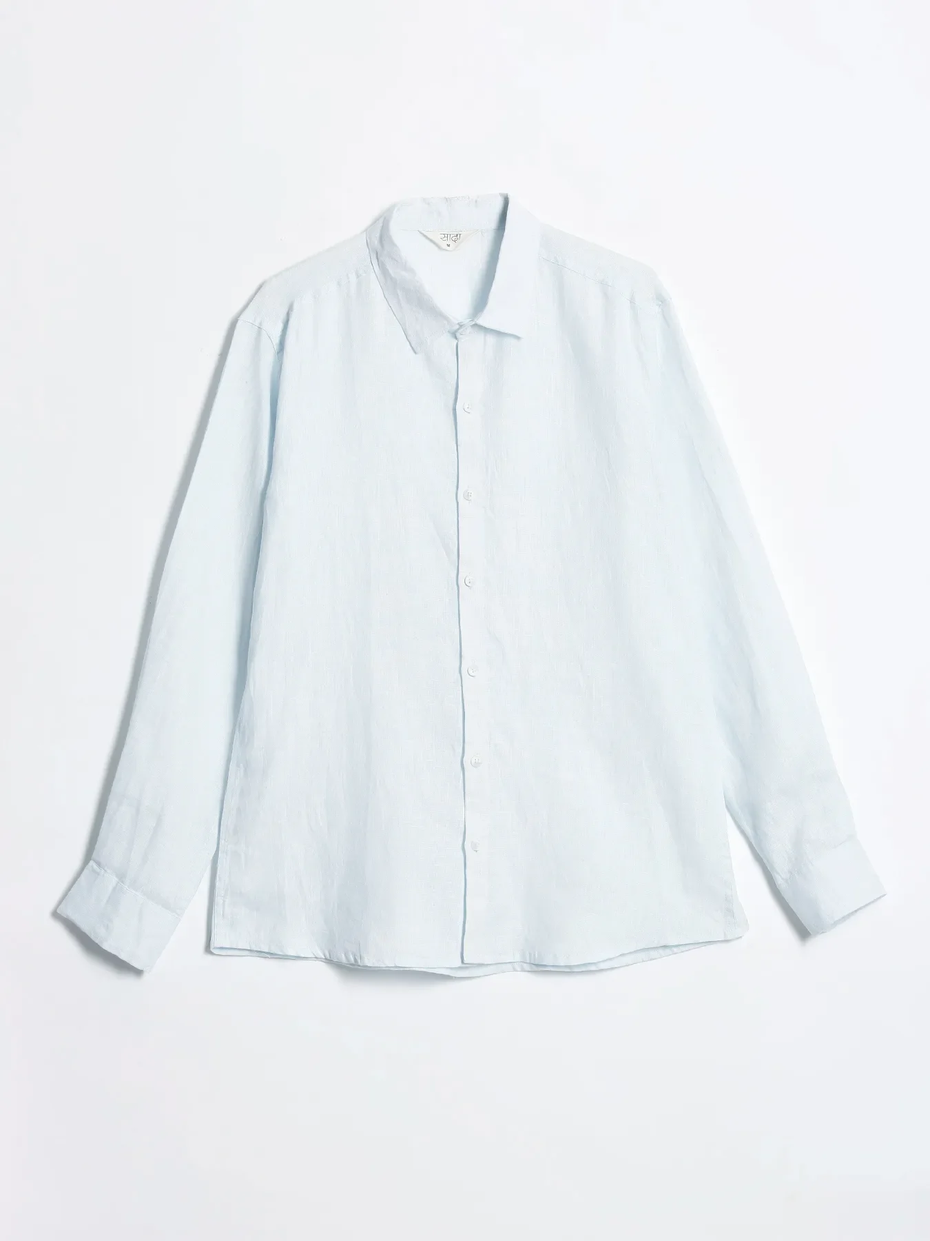 Men Light Blue Pure Linen Full Sleeve Shirt - Image 12