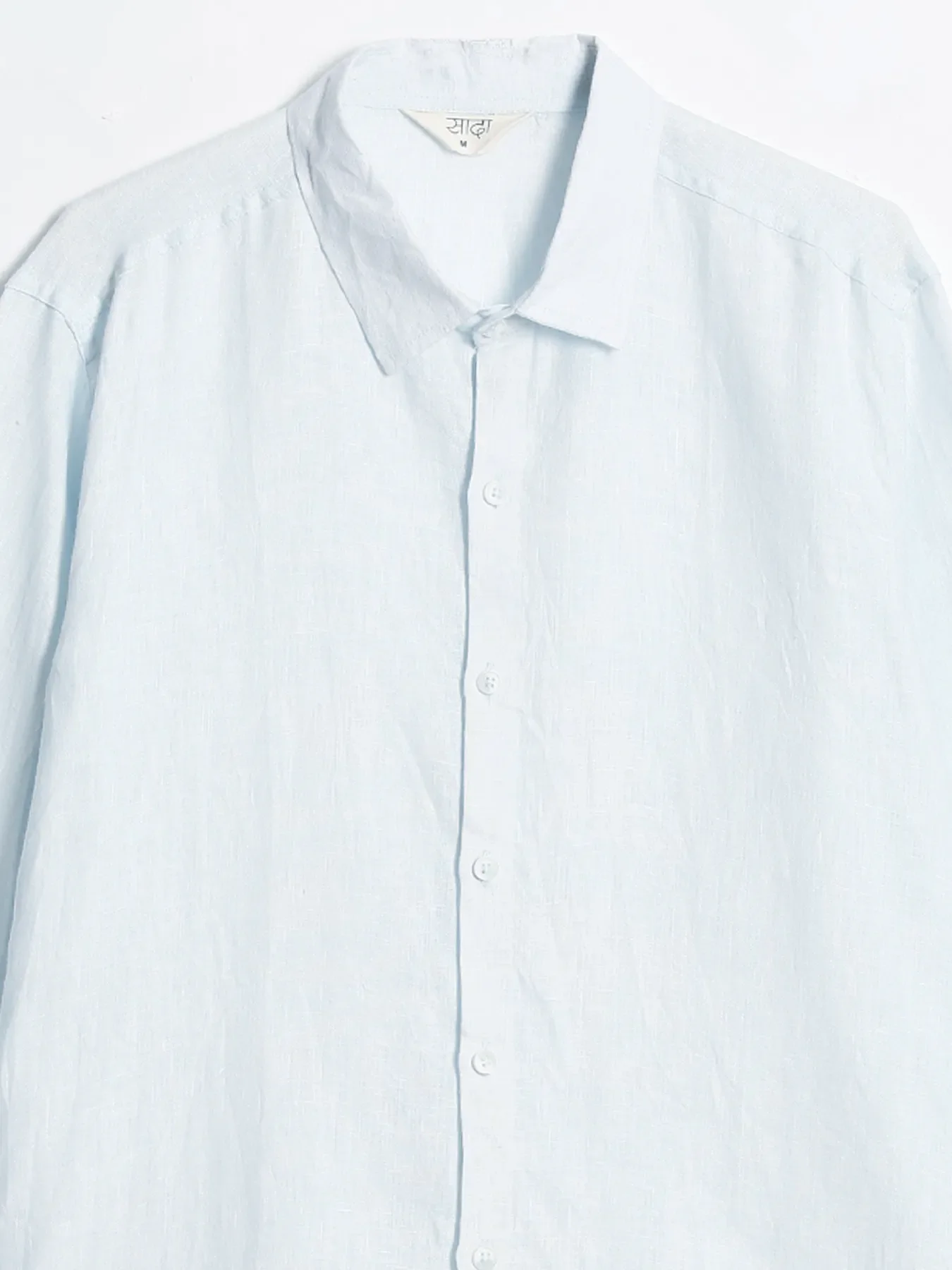 Men Light Blue Pure Linen Full Sleeve Shirt - Image 13