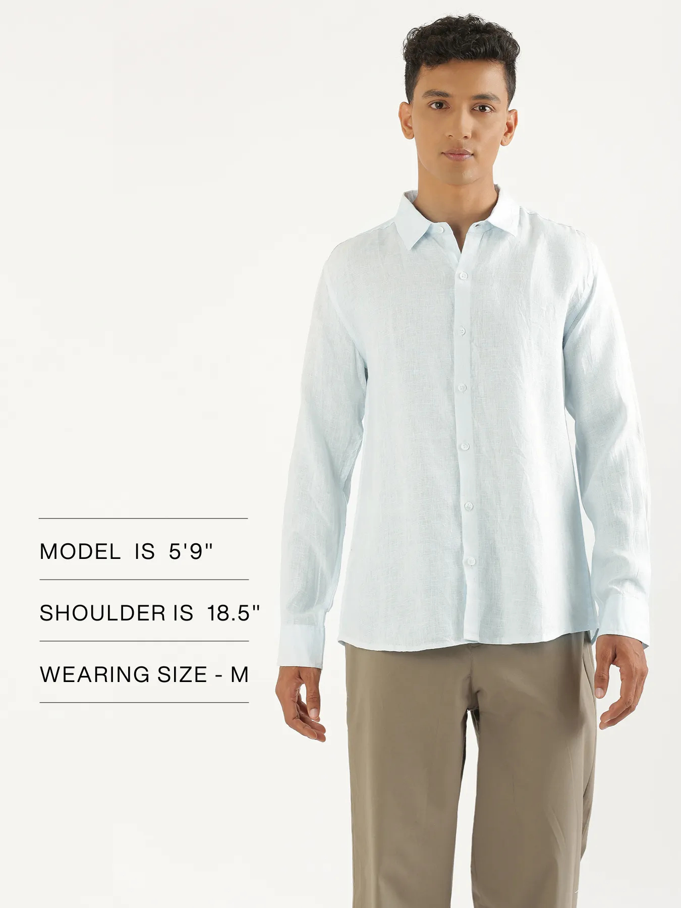 Men Light Blue Pure Linen Full Sleeve Shirt - Image 14