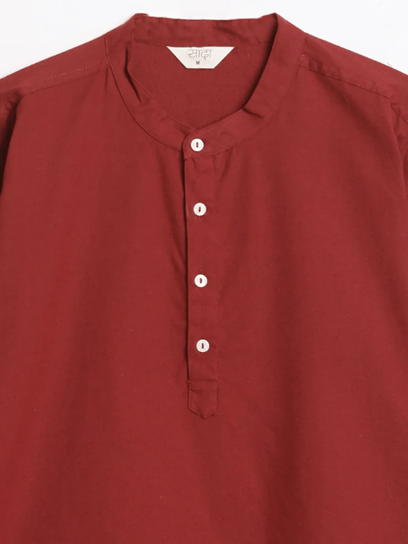 Men Maroon Airy Linen Short Kurta - Image 14