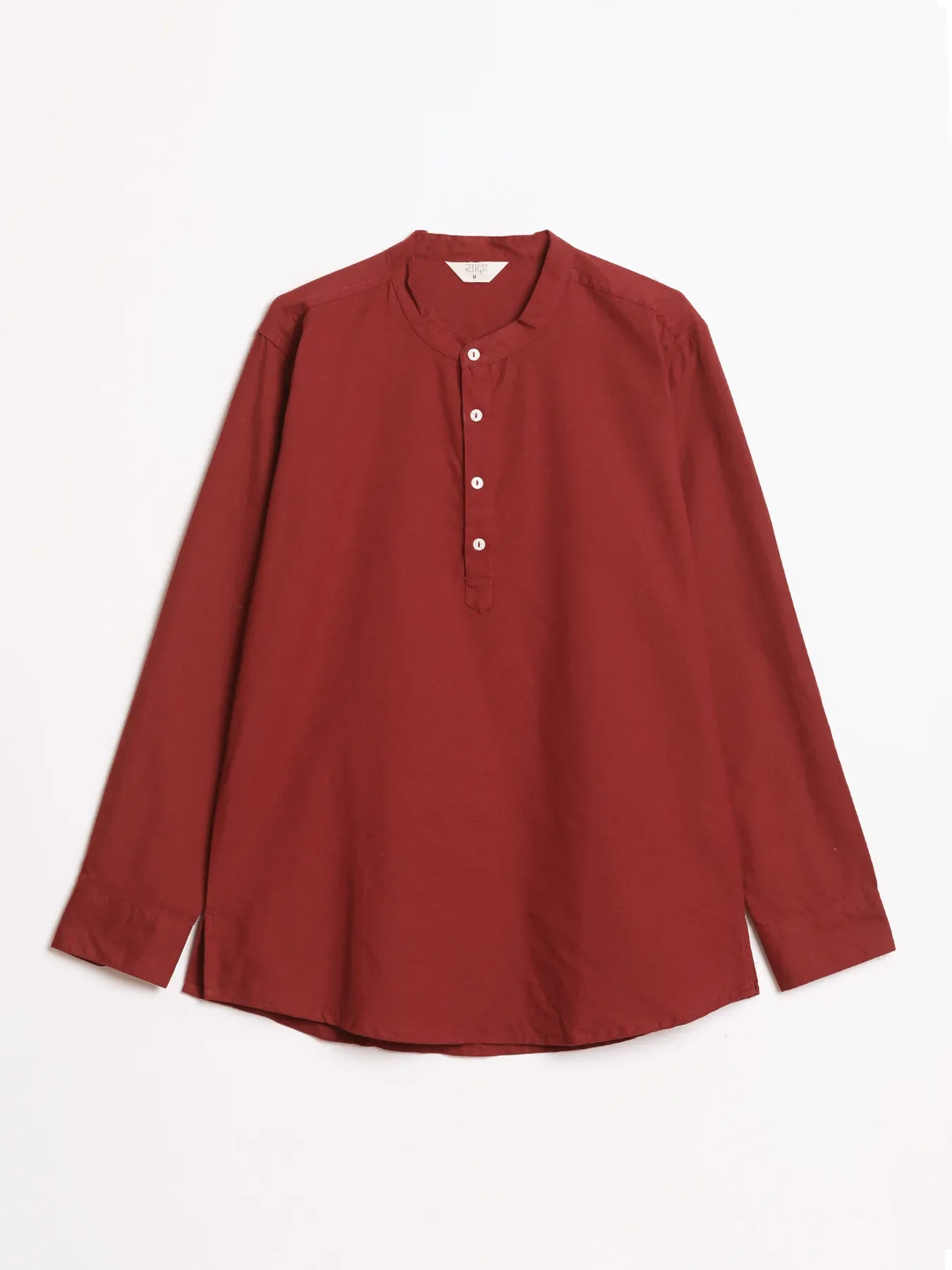 Men Maroon Airy Linen Short Kurta - Image 15