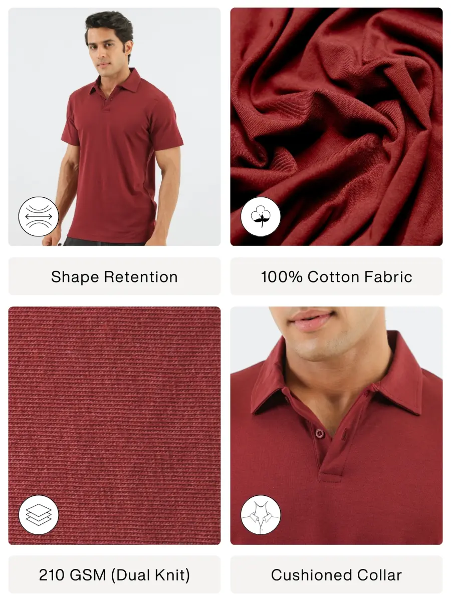 Men Maroon Polo T-shirt - Image 2