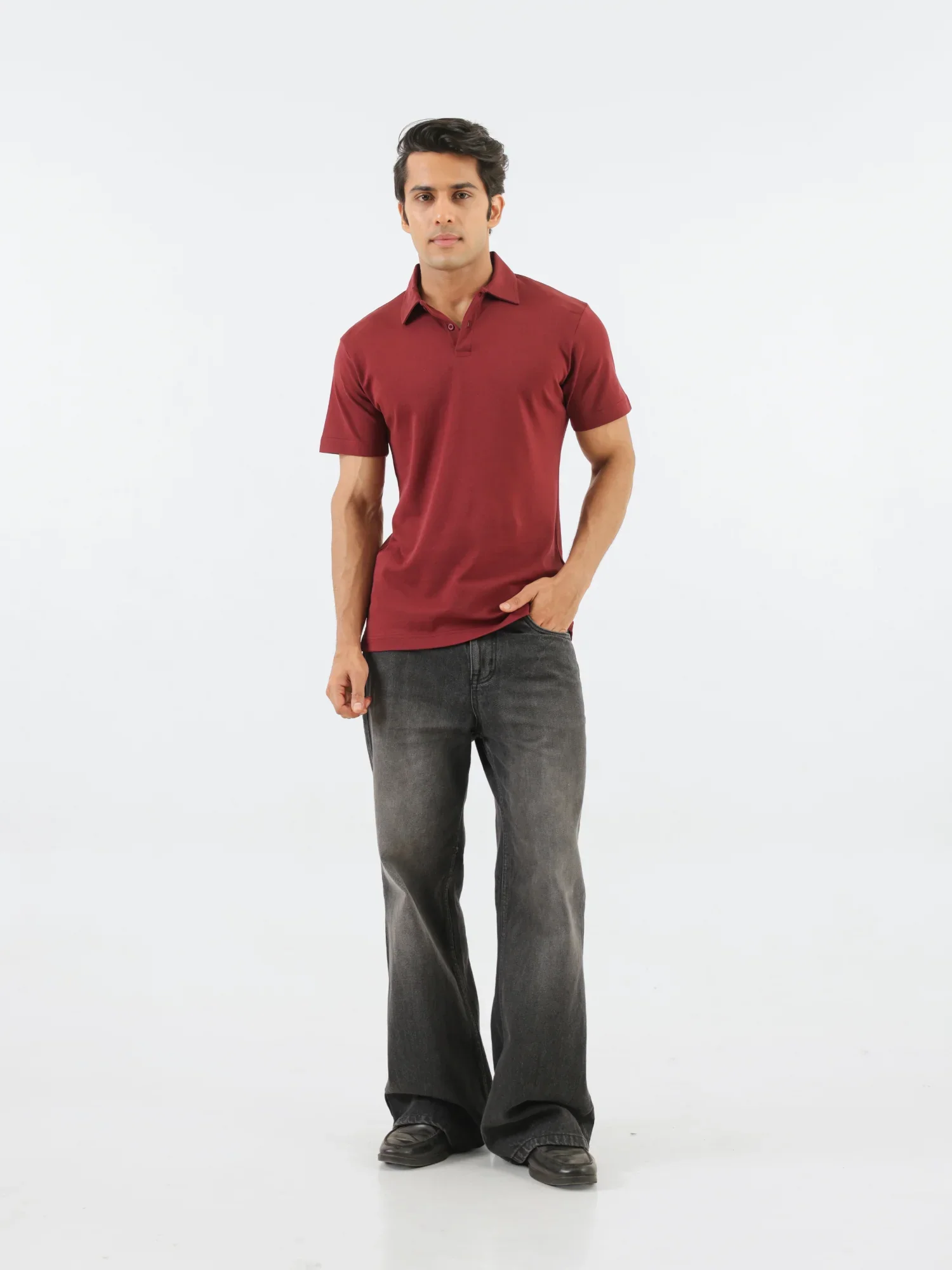 Men Maroon Polo T-shirt - Image 3