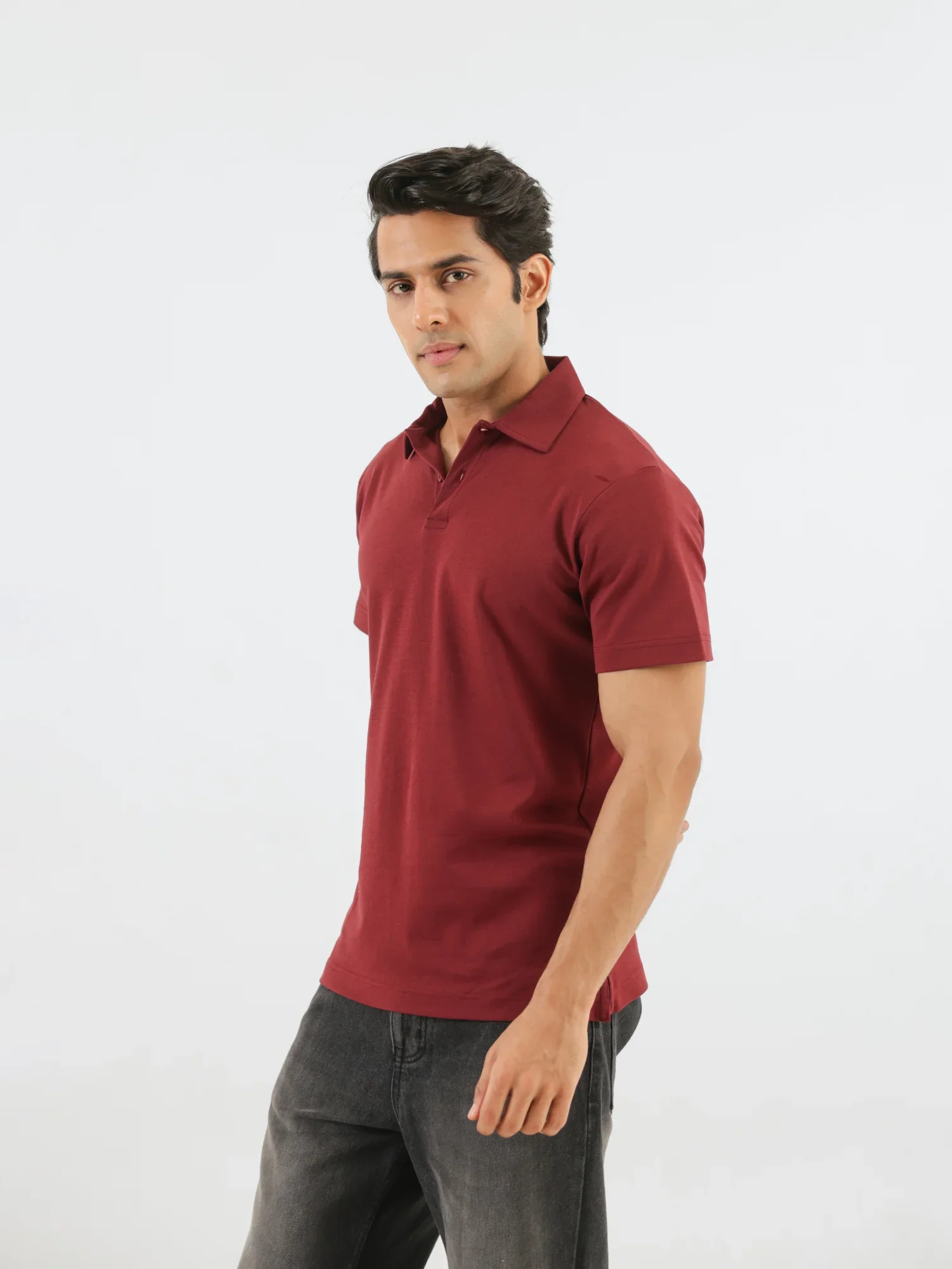Men Maroon Polo T-shirt - Image 5
