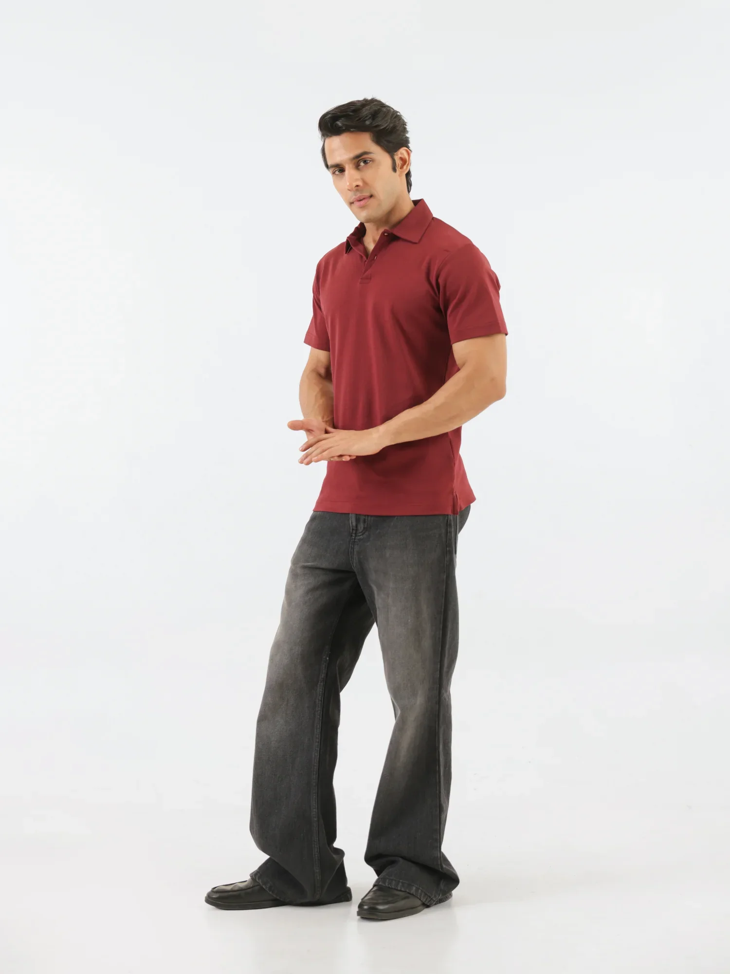 Men Maroon Polo T-shirt - Image 7