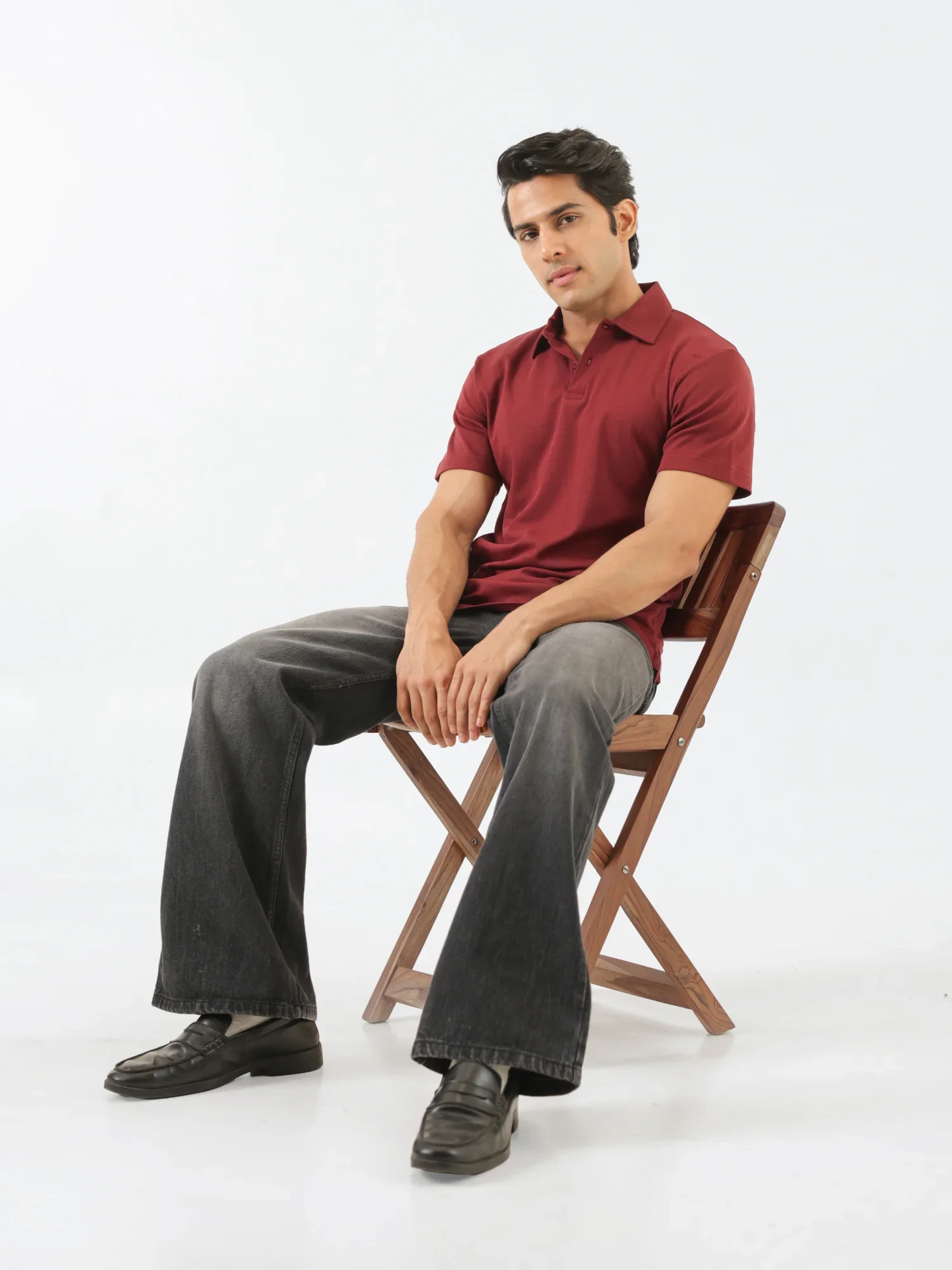 Men Maroon Polo T-shirt - Image 8