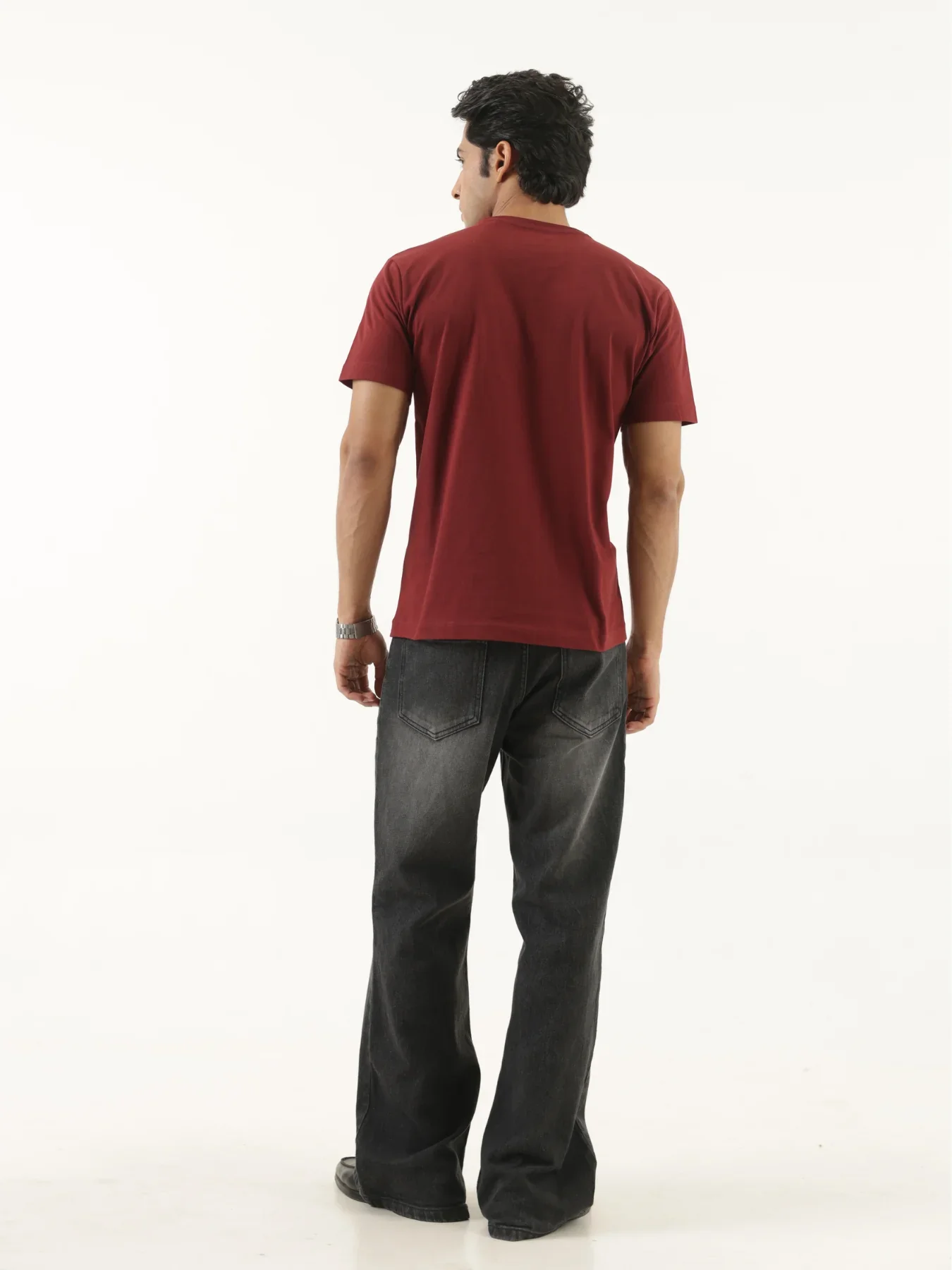 Men Maroon Round Neck T-shirt - Image 5