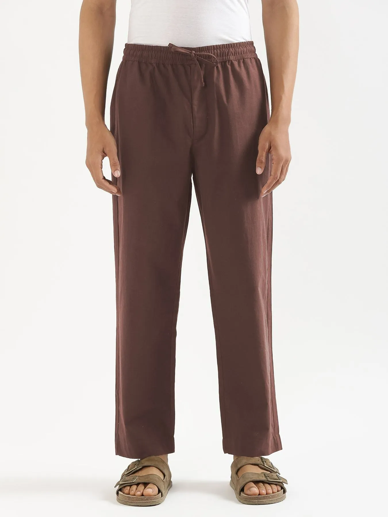 Men Mauve Brown Cotton Pant - Image 2