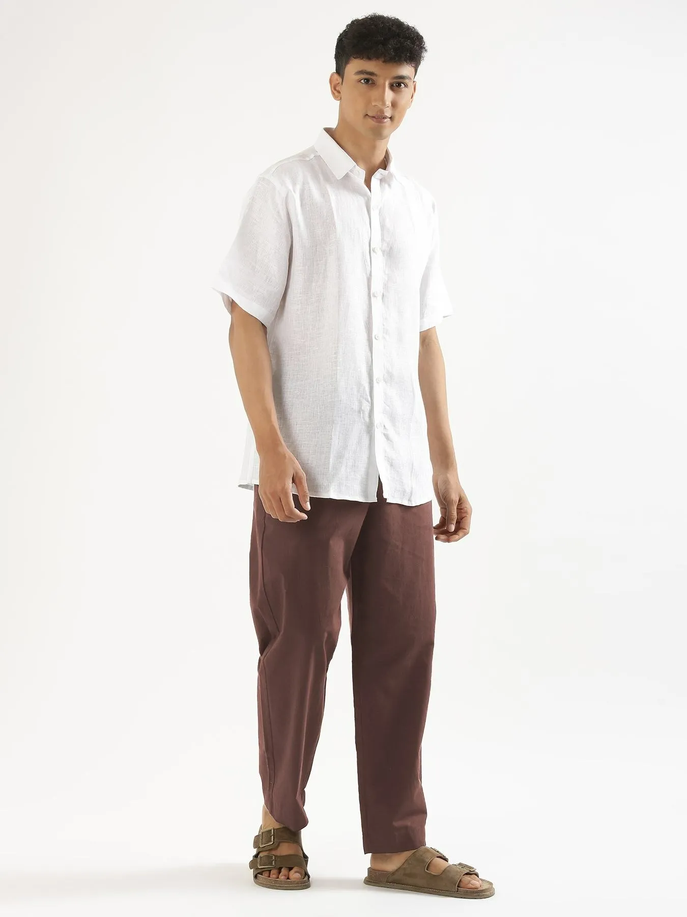 Men Mauve Brown Cotton Pant - Image 3