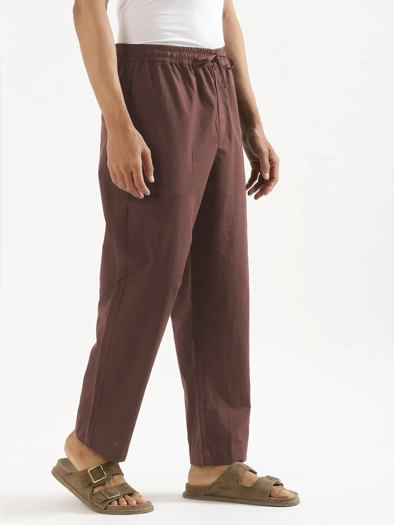 Men Mauve Brown Cotton Pant - Image 5