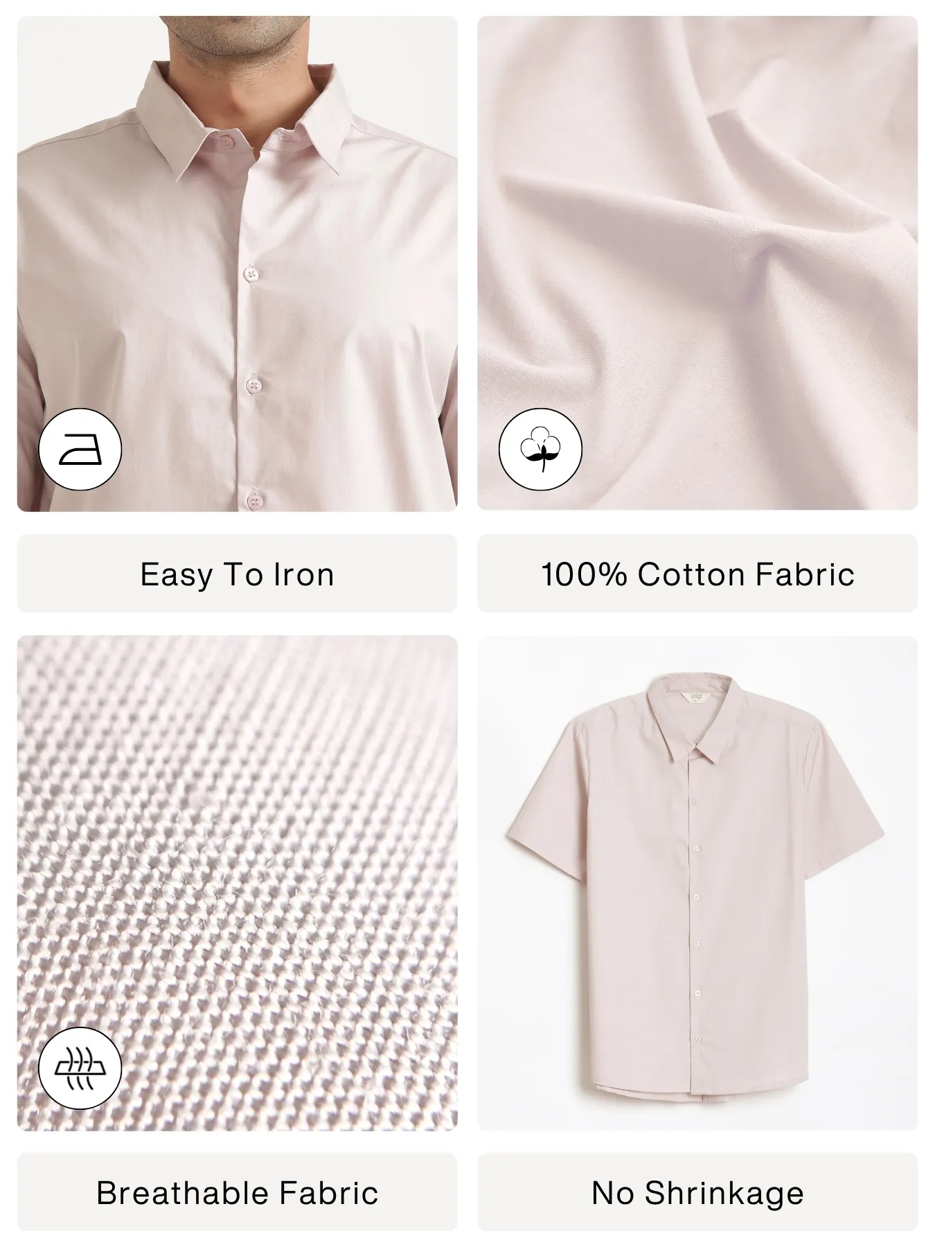 Men Mauve Pink Better Cotton Short Sleeve Shirt - Image 2