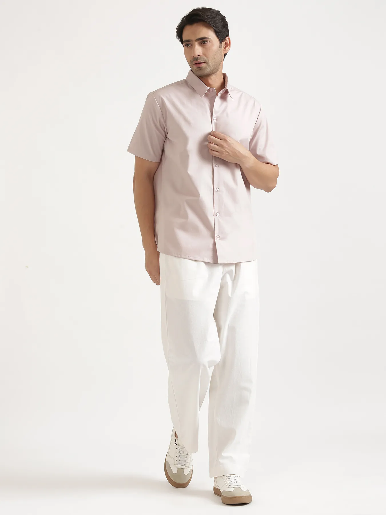 Men Mauve Pink Better Cotton Short Sleeve Shirt - Image 3