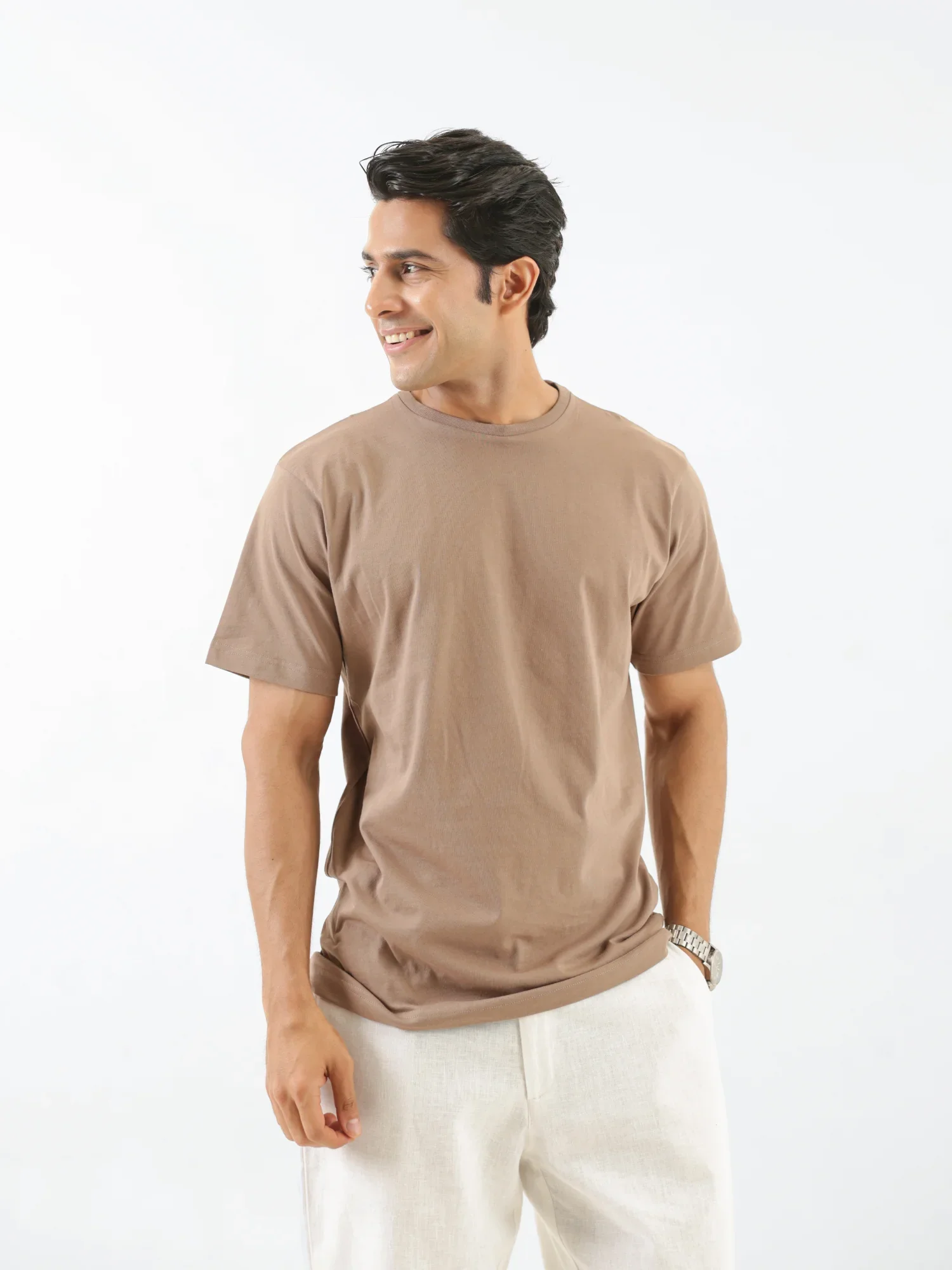 Men Mesa Taupe Round Neck T-shirt