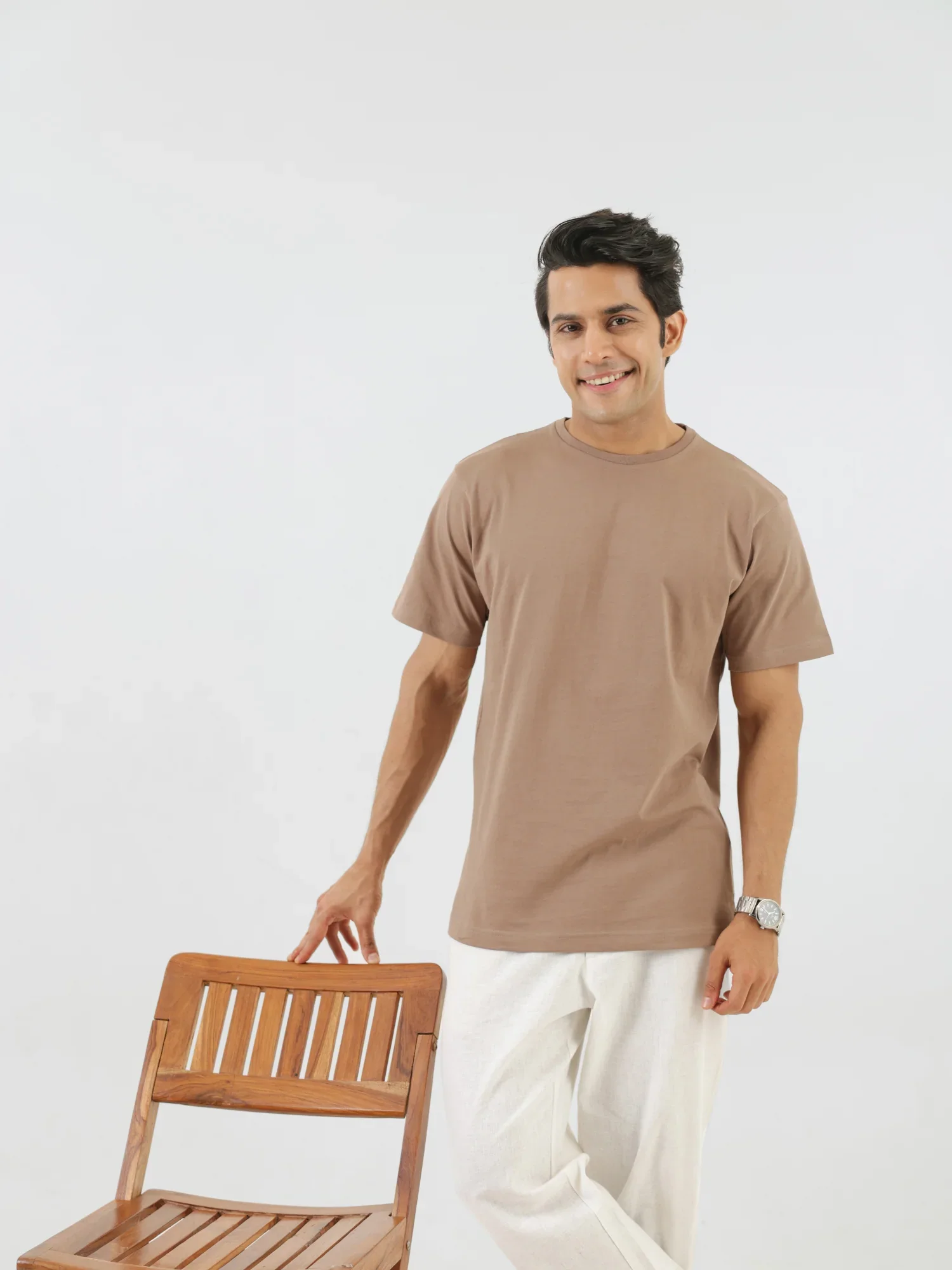 Men Mesa Taupe Round Neck T-shirt - Image 8