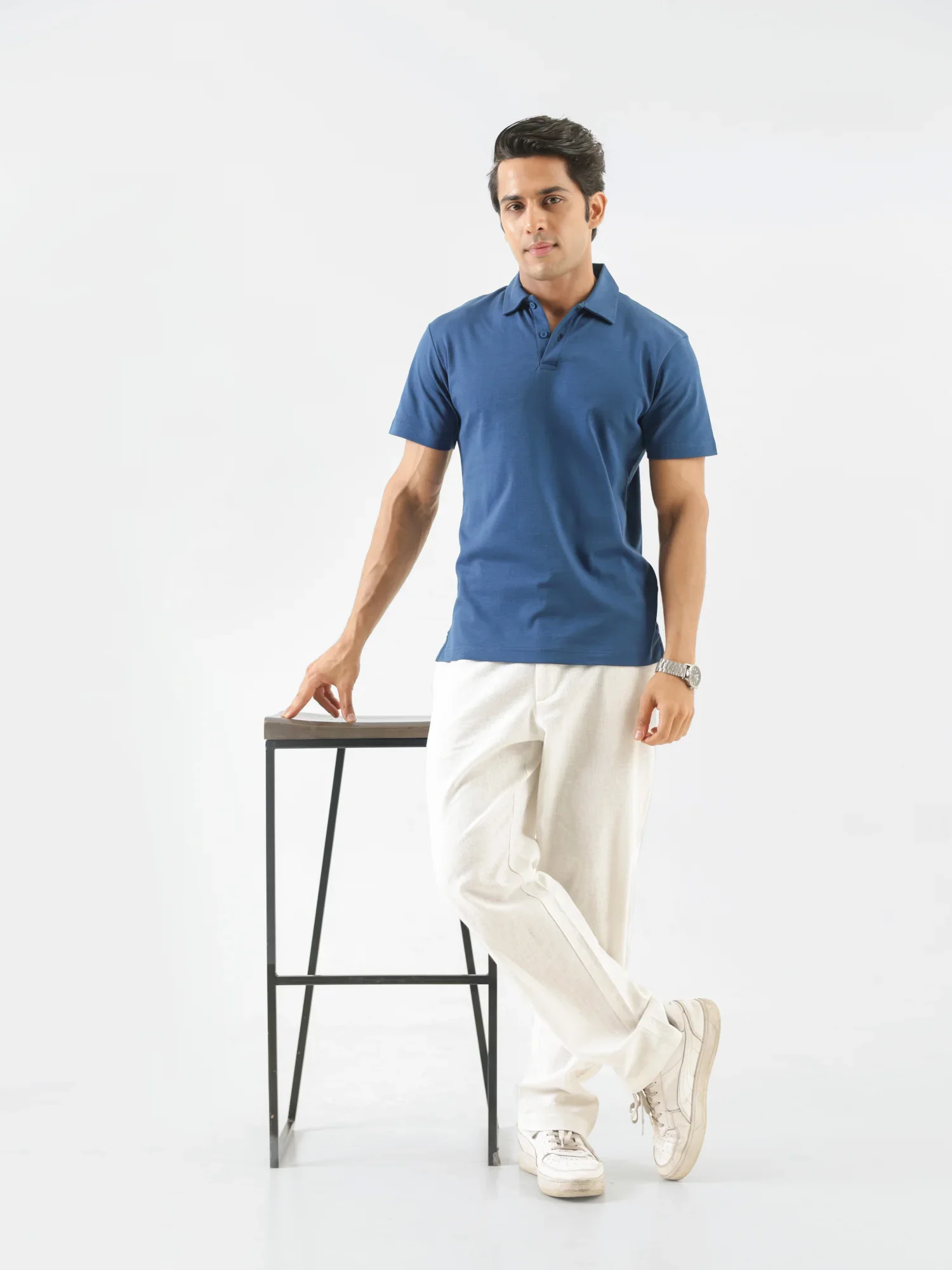 Men Midnight Blue Polo T-shirt - Image 11