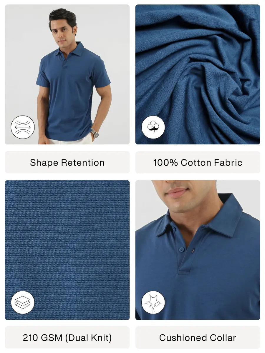 Men Midnight Blue Polo T-shirt - Image 2