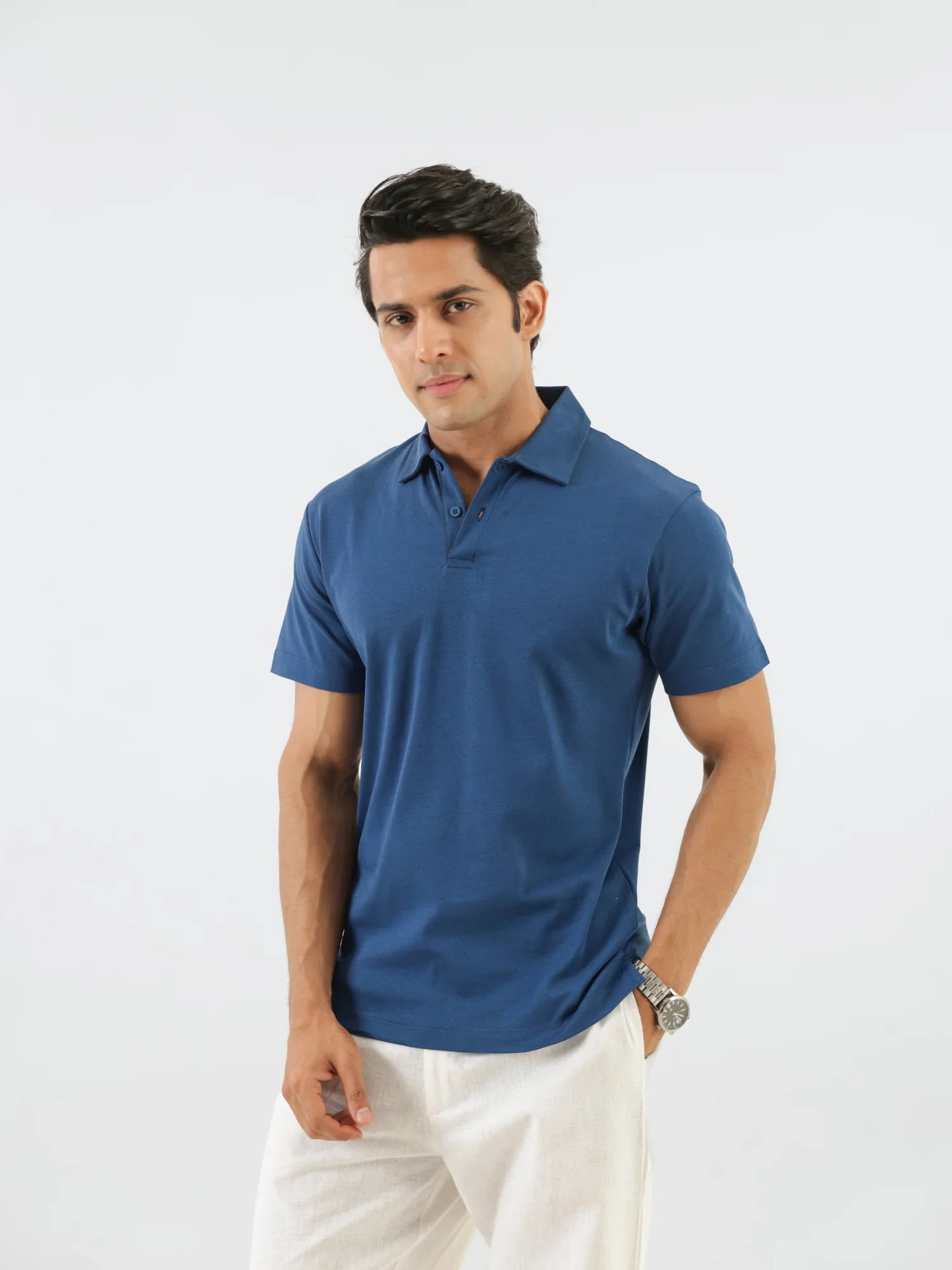 Men Midnight Blue Polo T-shirt - Image 5